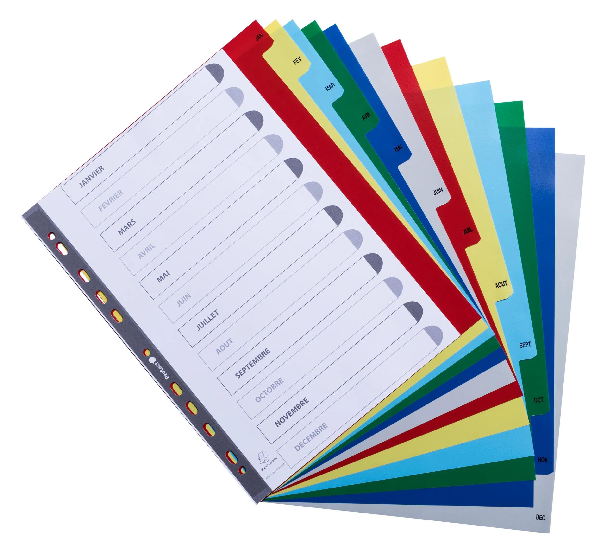 Exacompta 20 Register PP 12 Monatstaben farbig