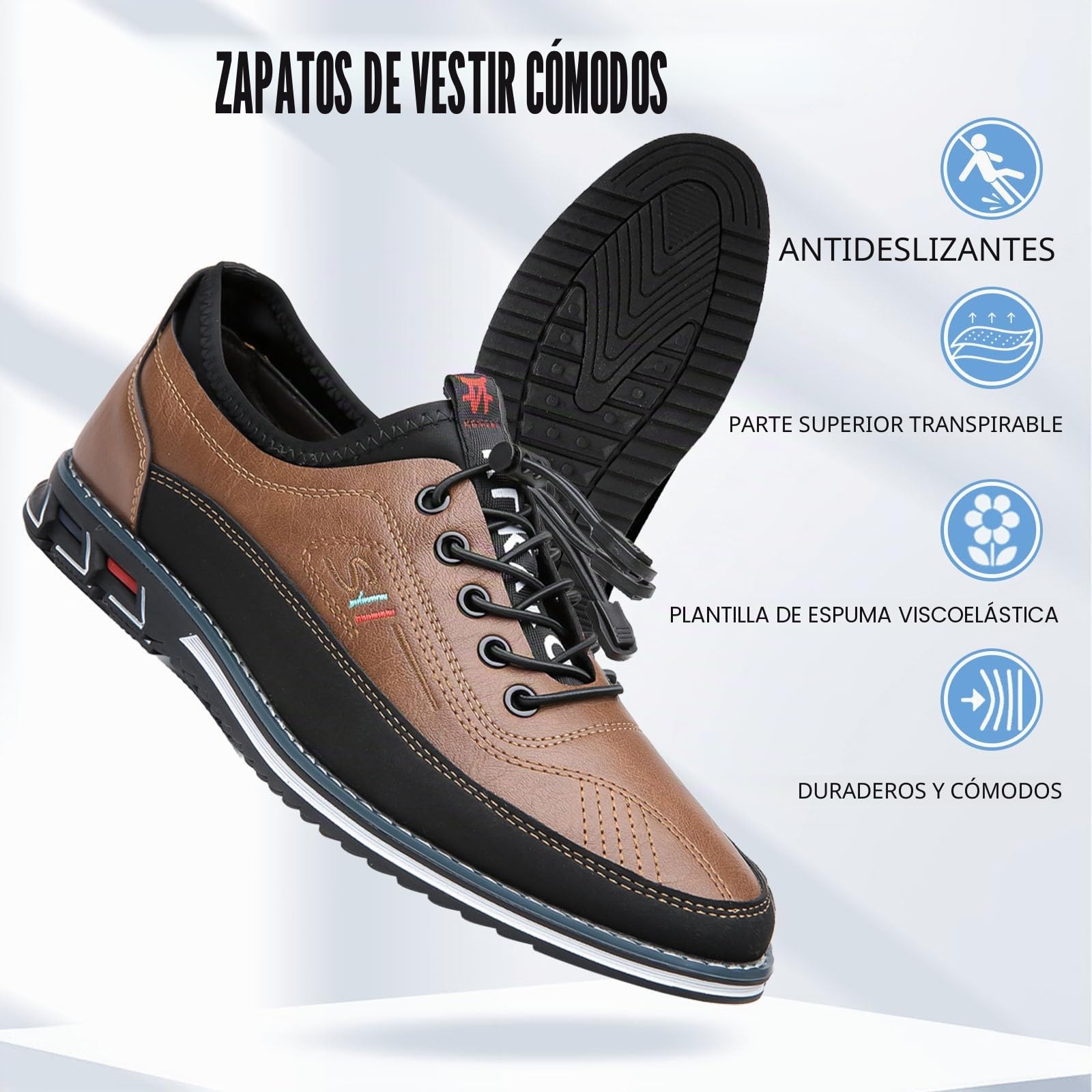 Zapatos de Vestir para Hombre, Mocasines Planos con Cordones Formales Oxford de Cuero Ligero de Negocios Informales, para Ocasiones Formales Masculinas