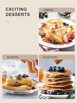 Crepe Maker Machine, Reemix Compact Pancake Griddle Precise Temperature Control, Nonstick 12 Electric Griddle, Batter Spreader for Eggs, Pancakes, Omelets and Quesadillas (Black)