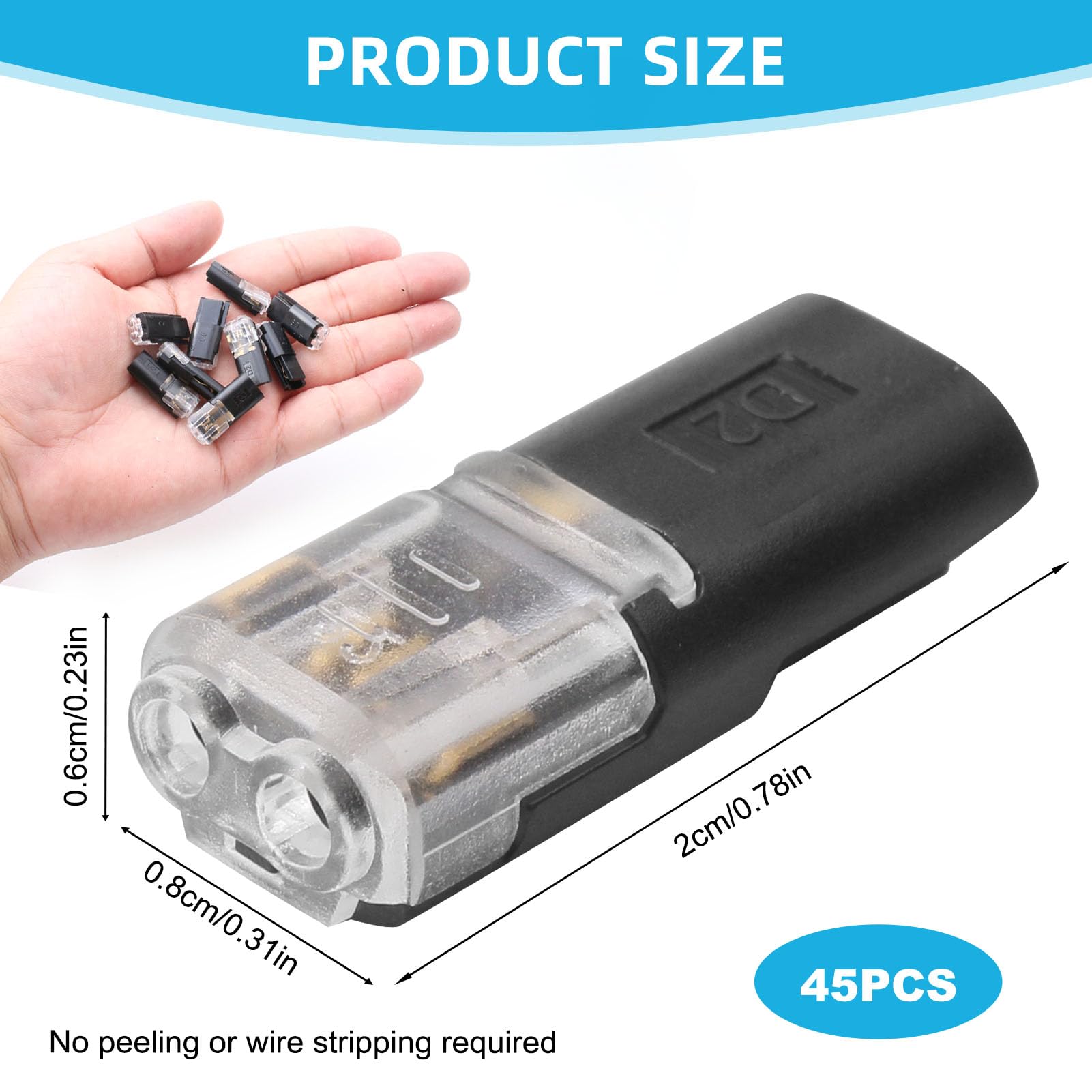 45 Piezas Conectores De Cable De Coche Impermeables 2 Pines 12 V Conectores De Conexión Rápida,Impermeables Y Resistentes Al Calor Para Cables 18-22 AWG Adecuado Para Coches,Camiones,Kayaks Y Barcos