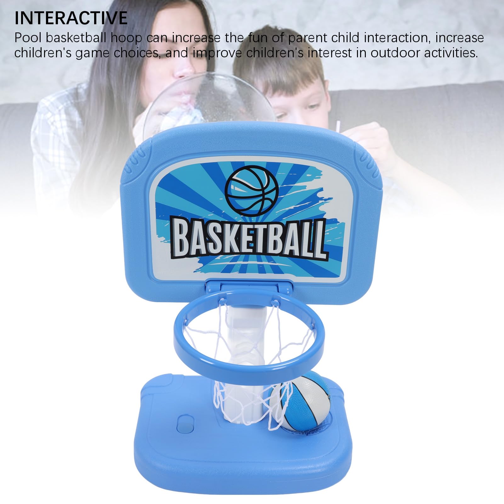 Pilipane Pool Basketball Hoop Verstellbare Höhe Interaktives Basketballspiel am Pool mit 2 Bällen Pumpe für Kinder im Innenbereich im Freien