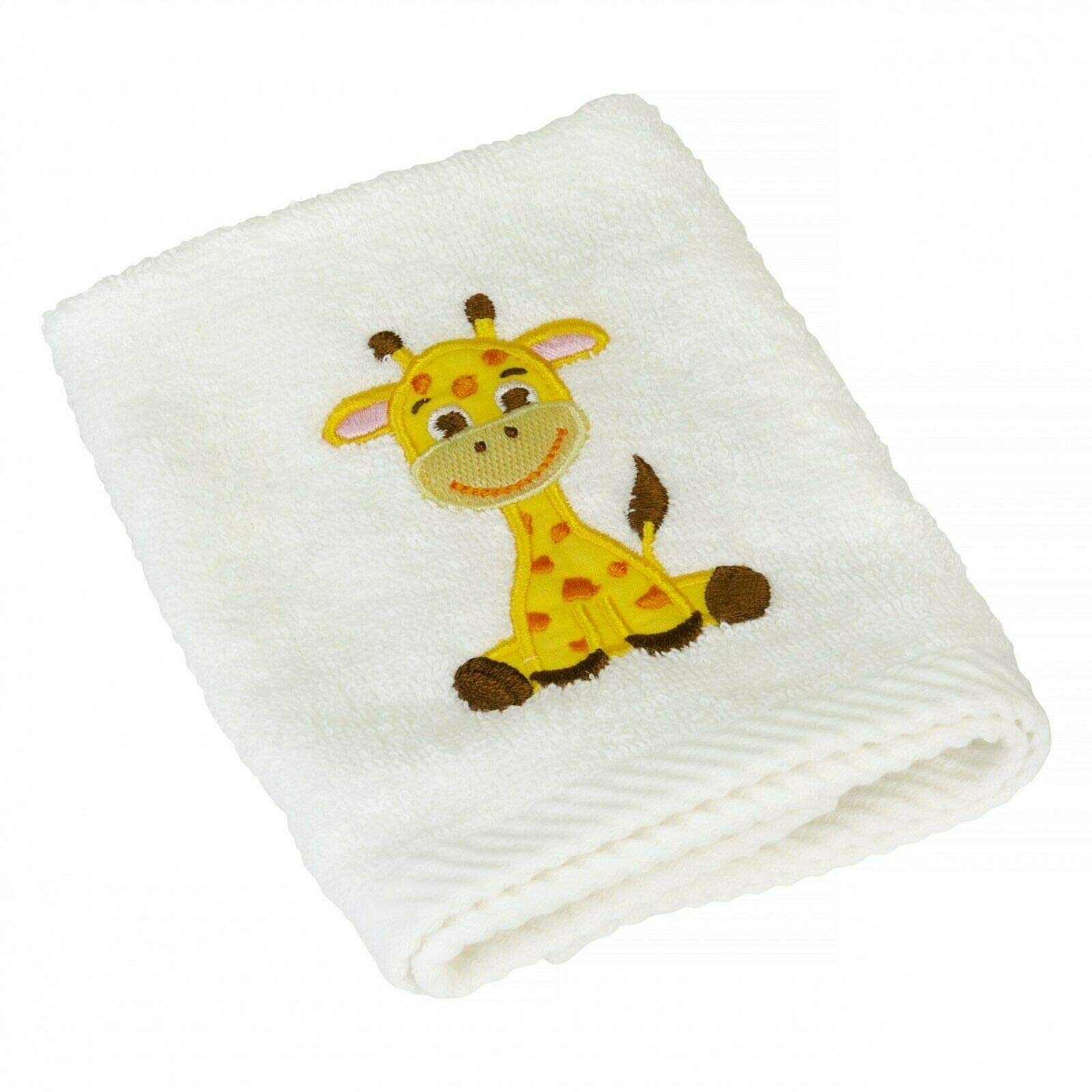 Shl Giraffe - Embroidered Kids 100% Cotton Face Flannels 500 Gsm - 2 Pack (Giraffe)