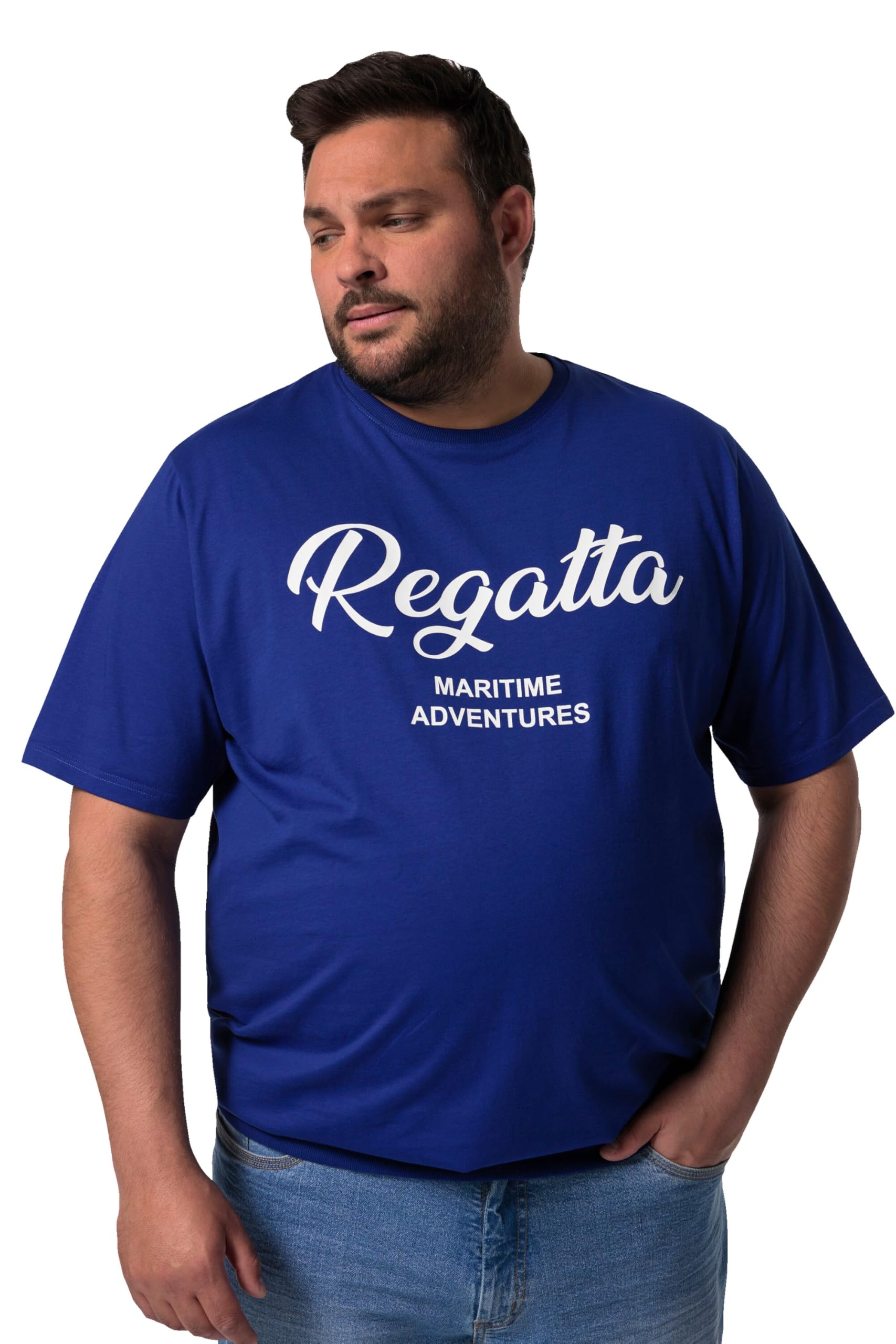 Men Plus Herren große Größen Übergrößen Menswear L-8XL T-Shirt, Halbarm, Bauchfit, Frontdruck 832121
