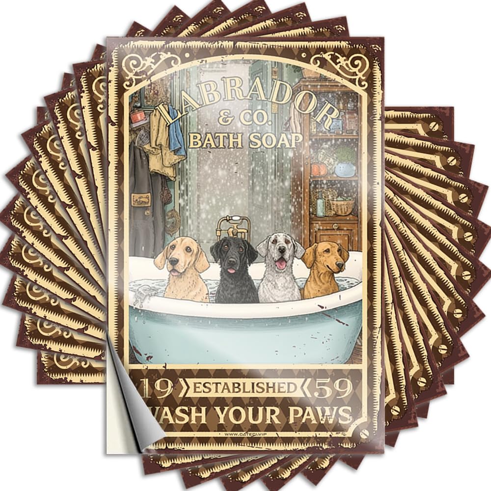 Fuzzy Tattoo Aesthetic Decals, Boys Bedroom Decor Cute Pattern Design for Racing Notebook | Wall Removable Vinyl Labrador Bath Soap Wash Your Paws(8X12CM)