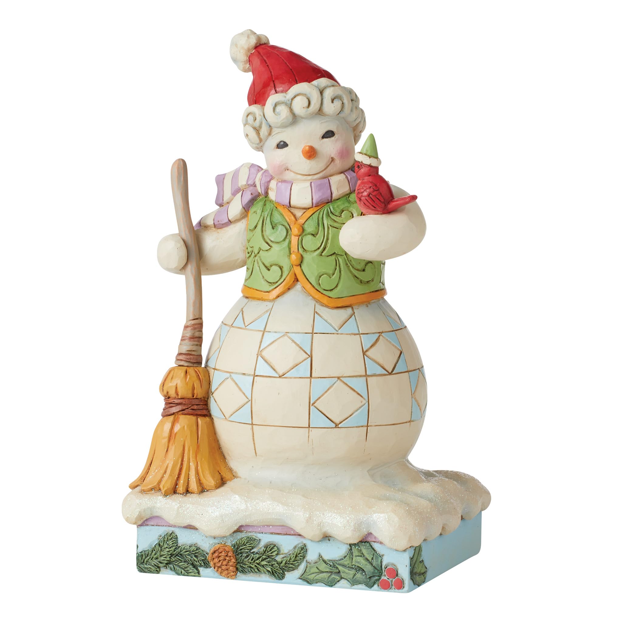 Enesco Jim Shore Heartwood Creek - Ornamentale Pupazzo Di Neve Con Cardinale, 11,5 Cm, Multicolore, Collezione Natalizia