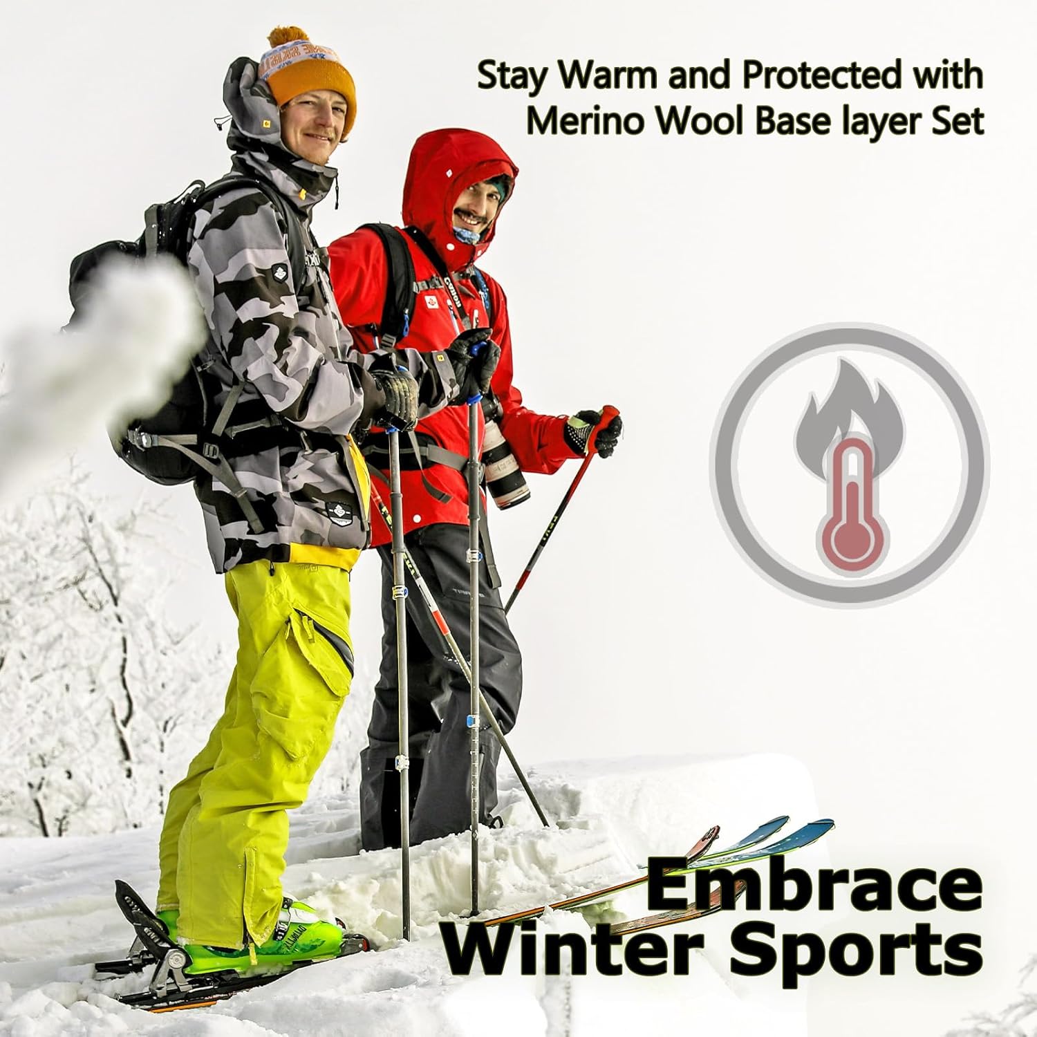 Merino Protect 100% Merino Wool Base Layer Mens Set Thermals Odor Resistance Underwear For Cold Weather