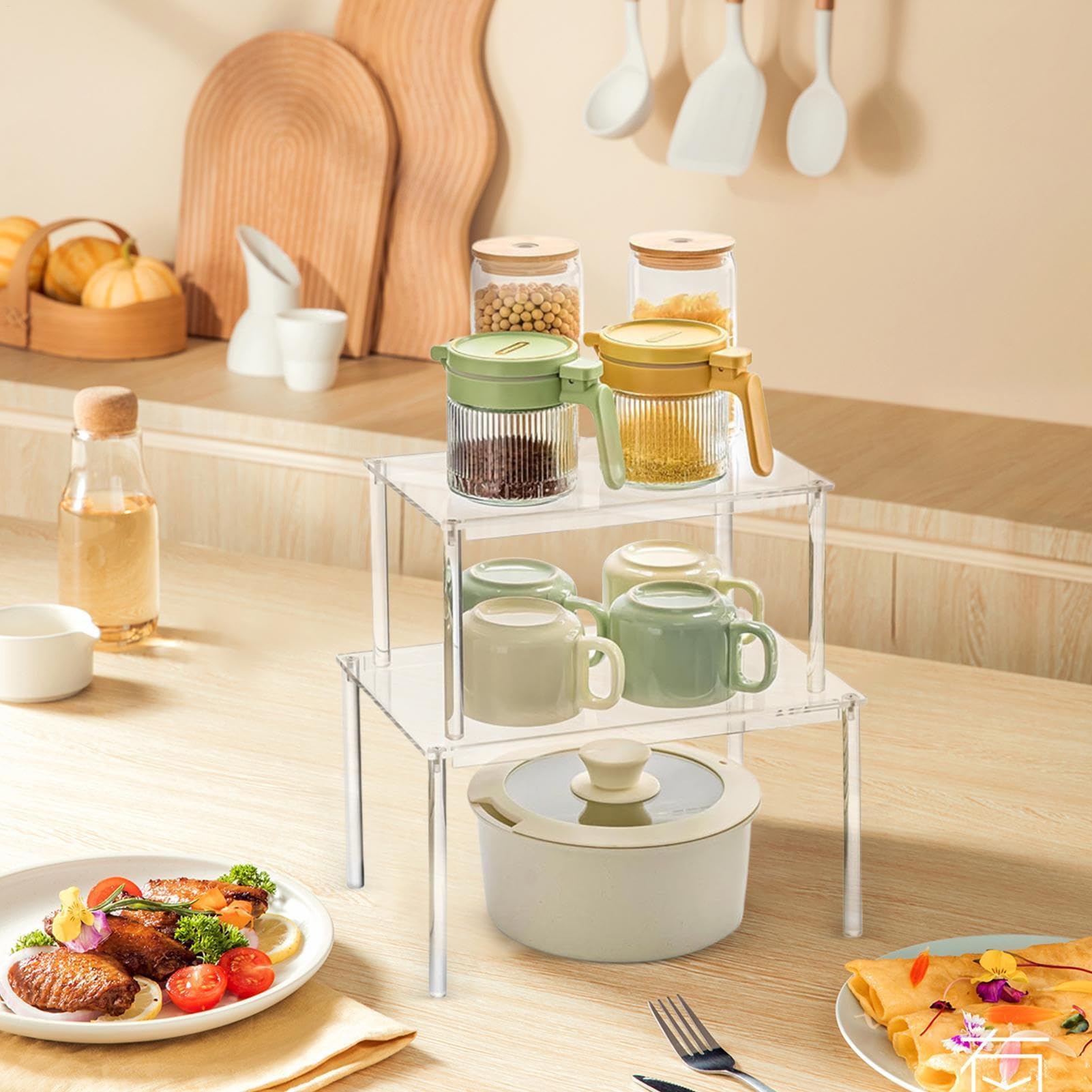 Acrylschrank Nizer Rack – stapelbare Küche & Badezimmer Display Aufbewahrung für Make-up, Sammlerstücke und Backutensilien – vielseitige transparente Acrylregale