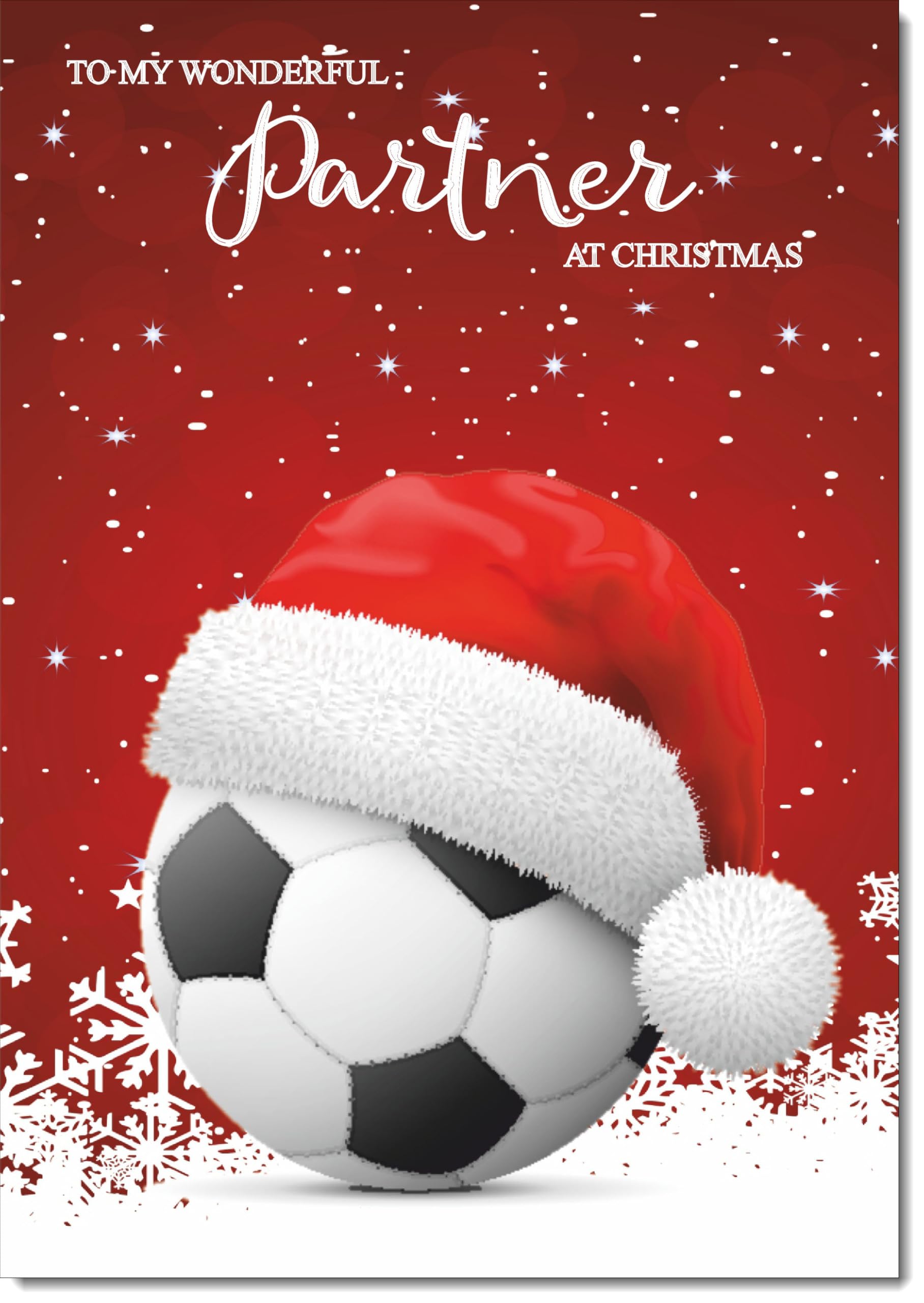 doodlecards Partner Christmas Card Santa Hat Football with Red Sky Large A4 Size Christmas Card for Partner with Plain Envelope — image 1