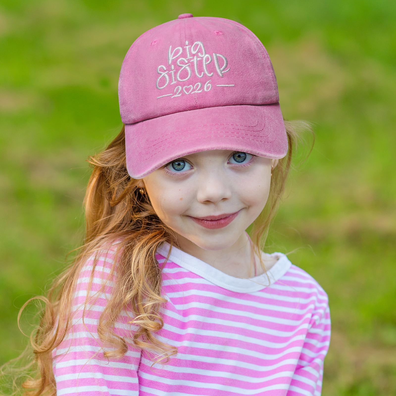 Big Sister Hats 2026 Big Sister Gifts for Girls Adjustable Embroidered Baseball Hats for Girl Washed Pink