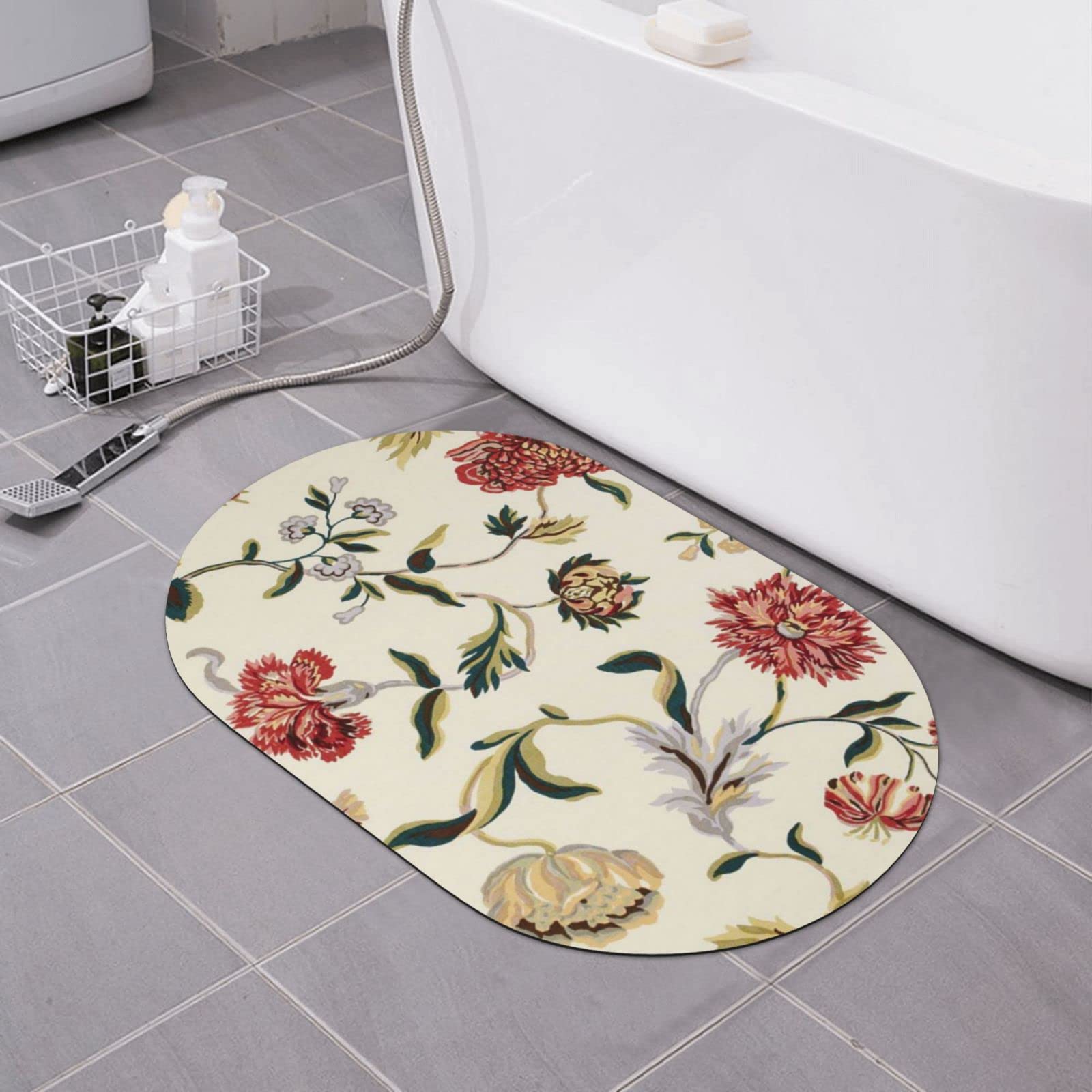 Tapis de bain super absorbant pour douche style floral