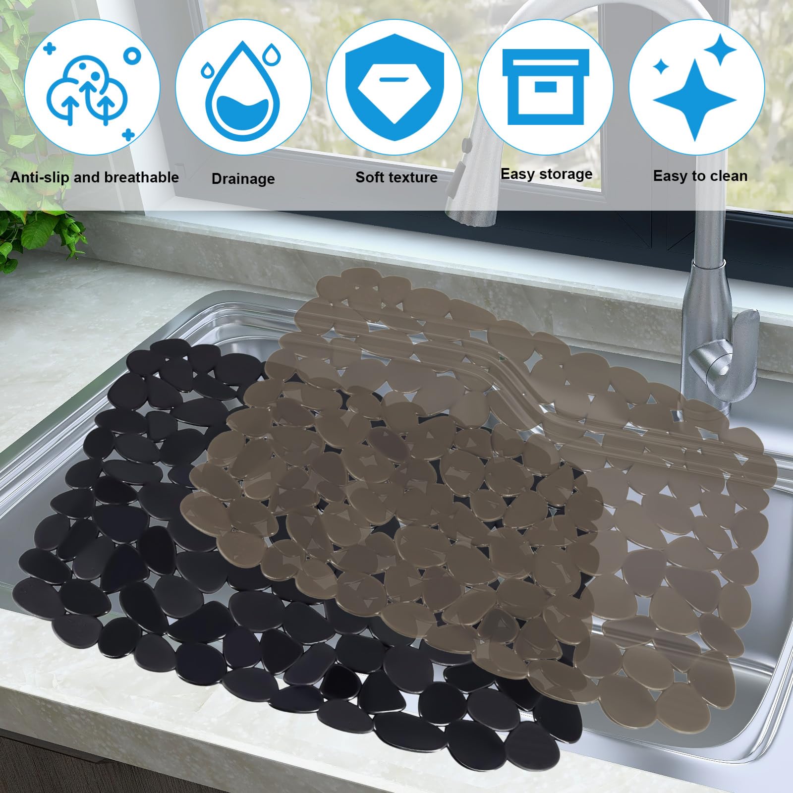 2 Tappetini Per Lavello Cucina 30x40cm - Anti Graffi E Antiscivolo - Foto 3