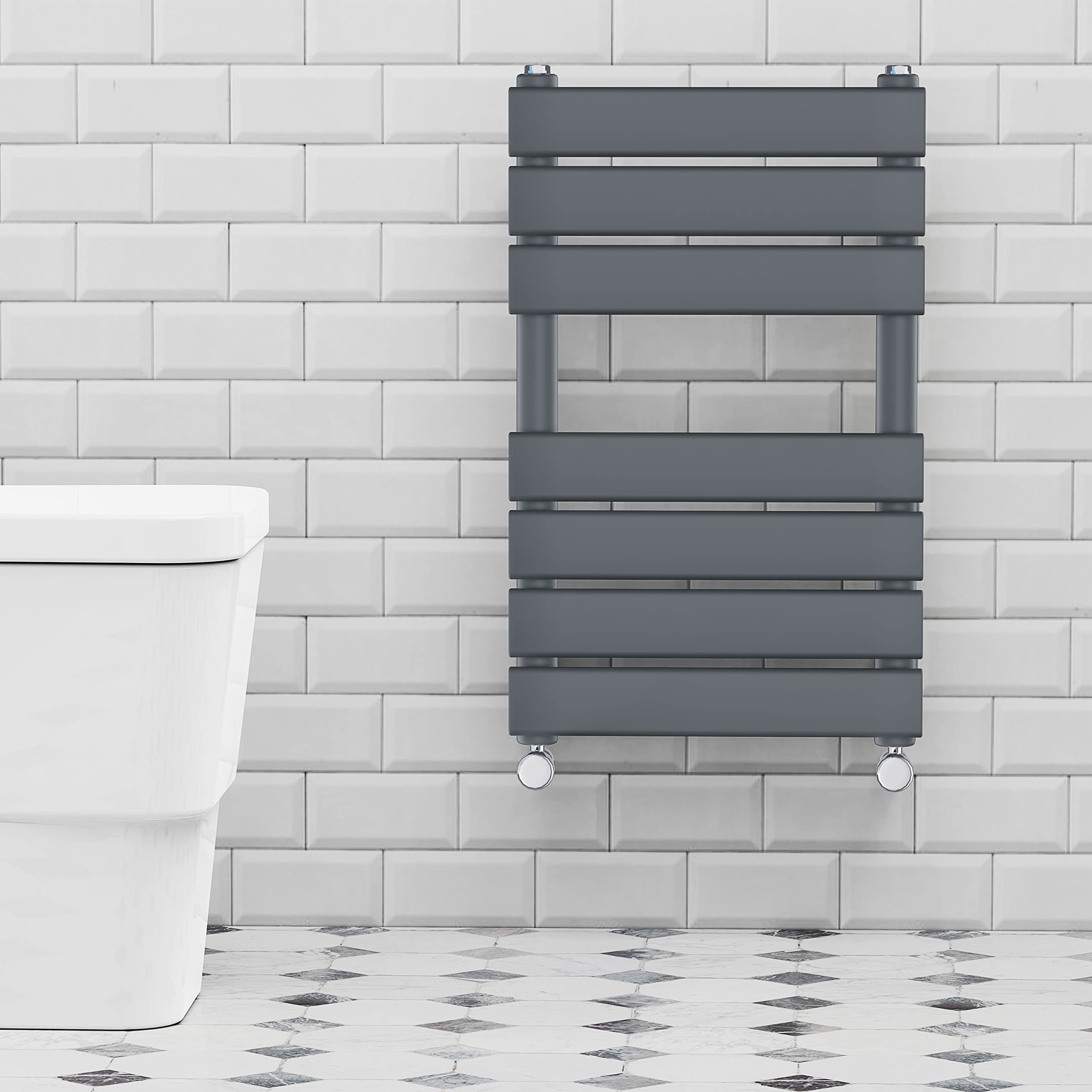 Warmehaus Anthracite 650x400mm Flat Panel Heated Towel Rail 68mm