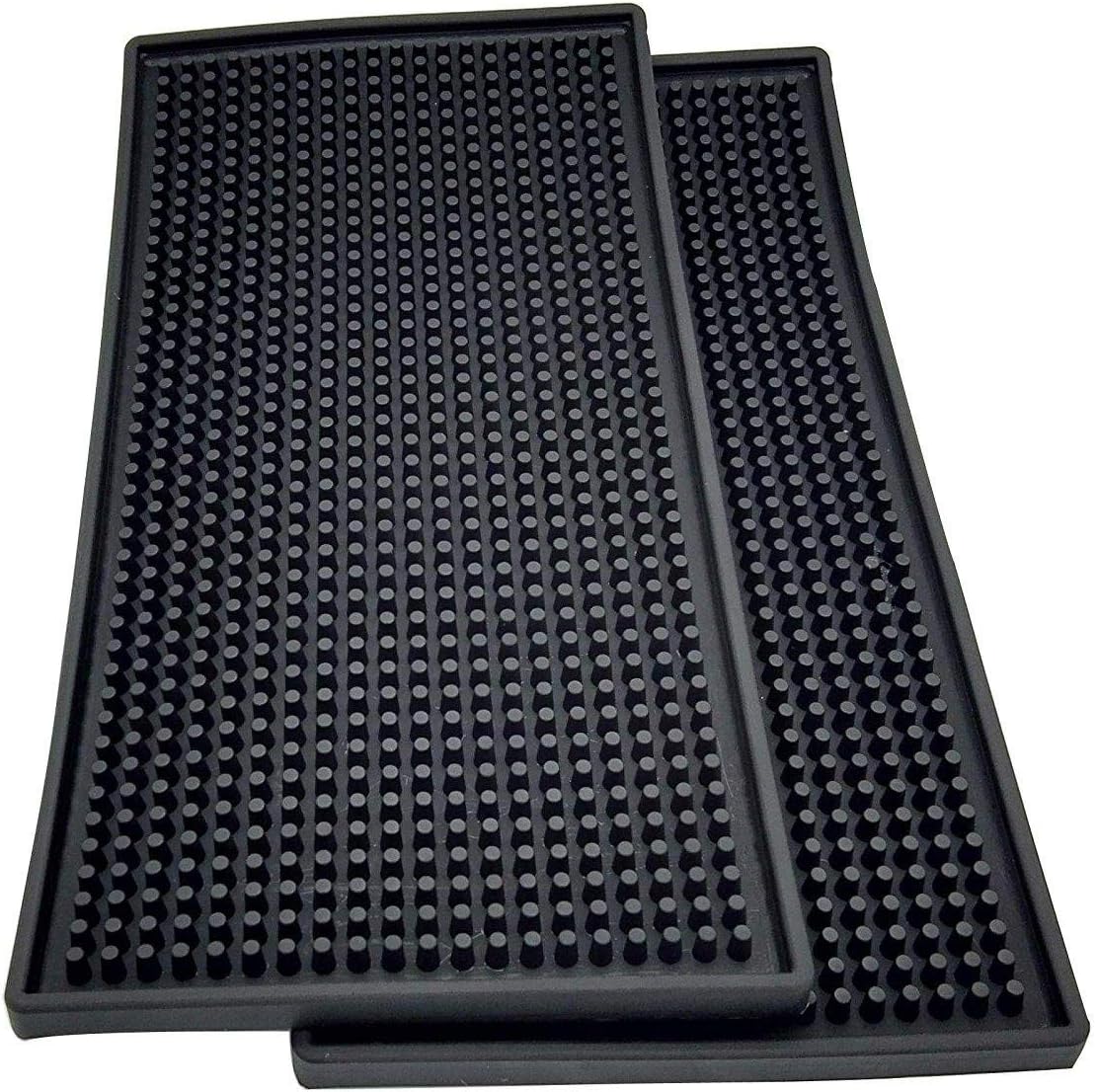 2 Pack Bar Service Mat, Black Salon Barber Work Station Mat, Anti-Slip Flexible Rubber Work Mat for Clippers, Professional Countertop Protection Mat for Bar Service, Sink Mat, Beauty Salon 12"x6"