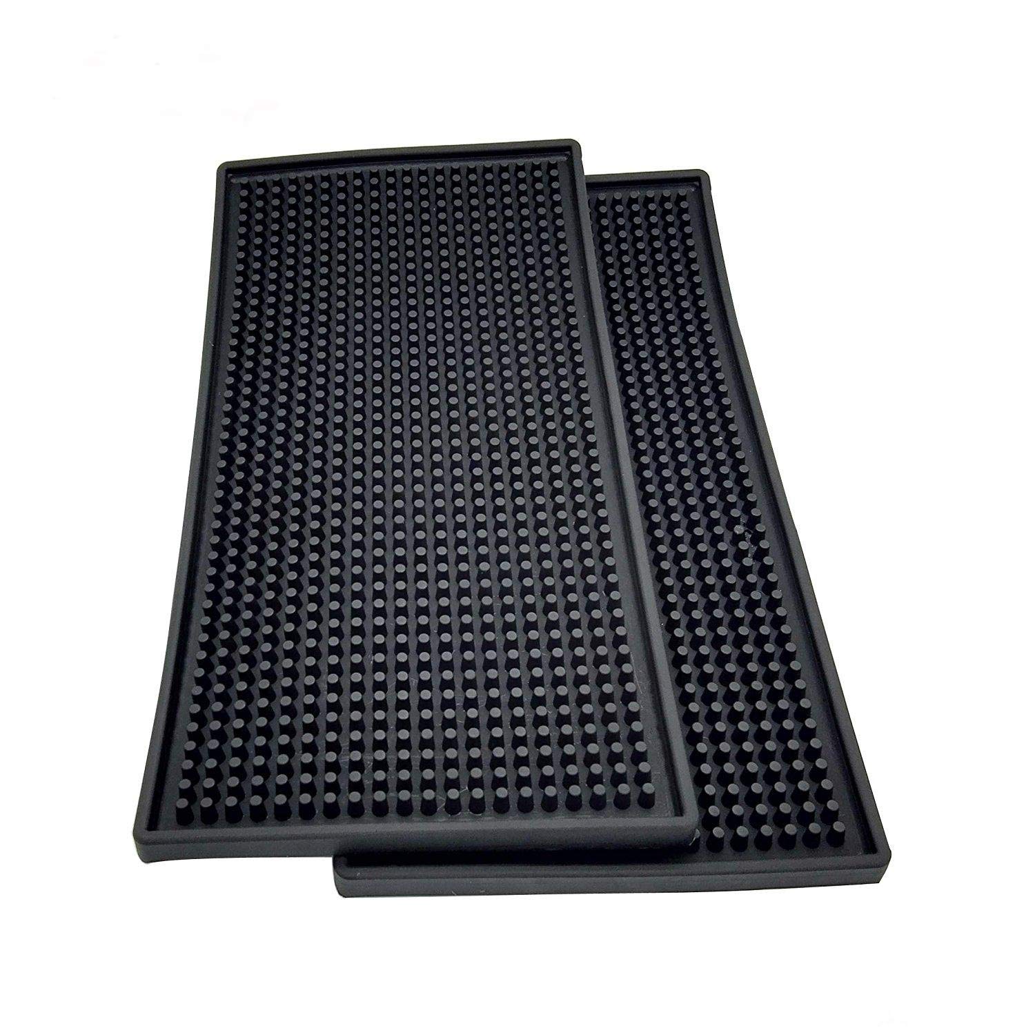 2 Pack Bar Service Mat, Black Salon Barber Work Station Mat, Anti-Slip Flexible Rubber Work Mat for Clippers, Professional Countertop Protection Mat for Bar Service, Sink Mat, Beauty Salon 12"x6" : Beauty & Personal Care