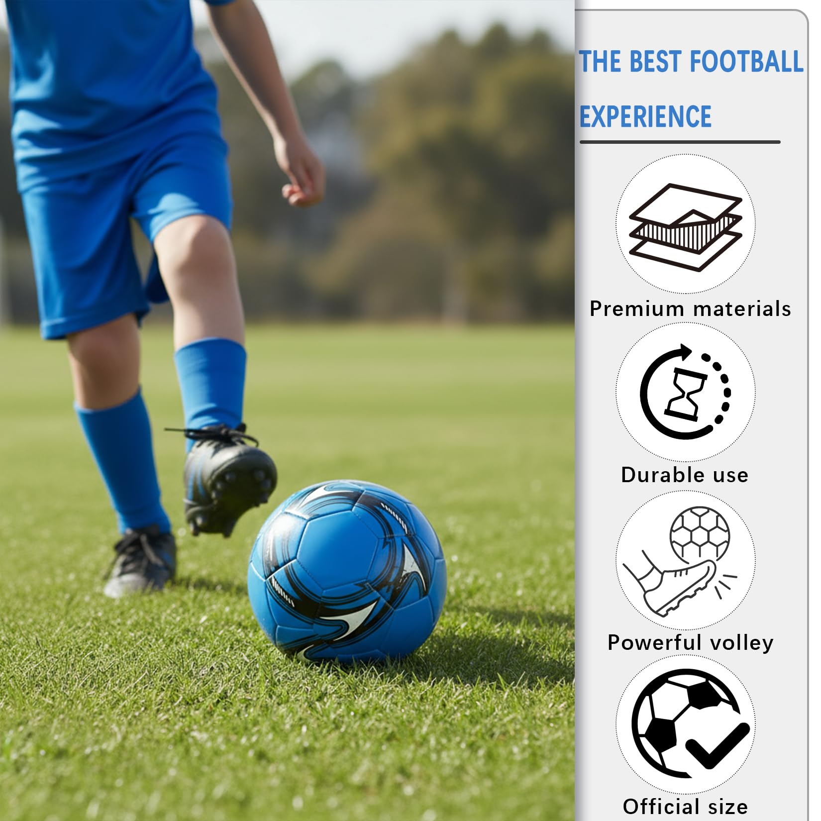 Piłka nożna, rozmiar 5, piłka nożna 21 cm, rozmiar 5, profesjonalny trening, unisex, dla profesjonalistów i początkujących, do sportów wewnątrz i na zewnątrz, z igłą do nadmuchiwania i torbą do