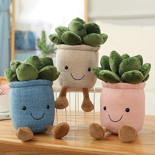 Miniatura 2 de Juego de 3 juguetes de peluche para plantas almohada suculenta, lindos peluches de cactus, muñeca de plantas rellenas en maceta, flores y suculentas