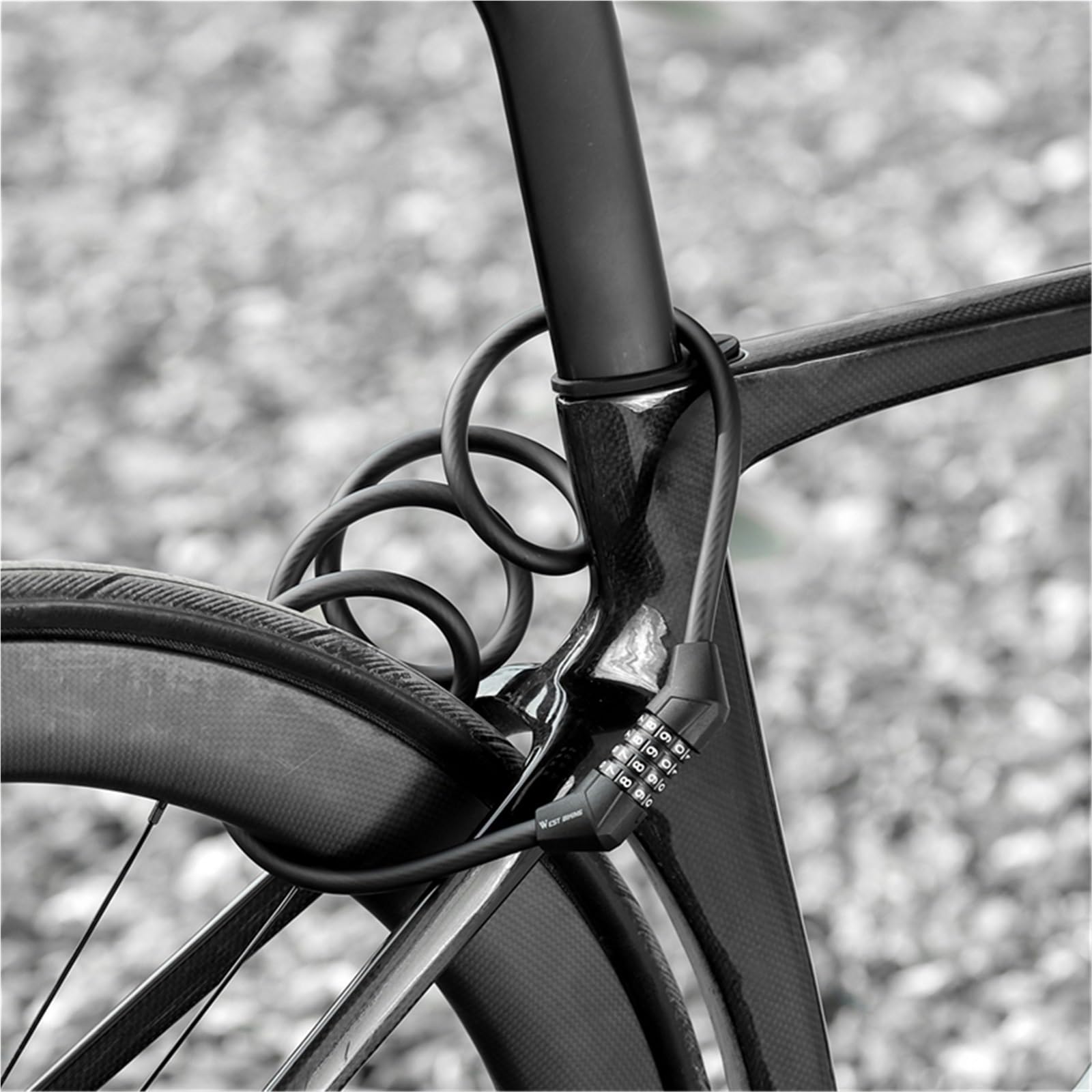 Lucchetto for Bicicletta, 2 Pezzi, codice a 4 cifre, 120 cm, antifurto, Cavo in Acciaio for Sicurezza Bici, Lucchetto for Bicicletta, Accessori for Bici per Moto, Carriera(Transparent Black)