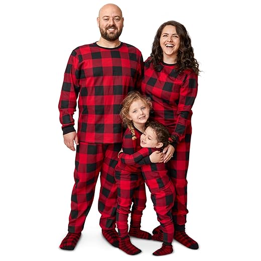 The Children's Place Kids 2 Piece Family Matching, Festive Christmas Pajama Sets, Cotton, Red/Black, 8