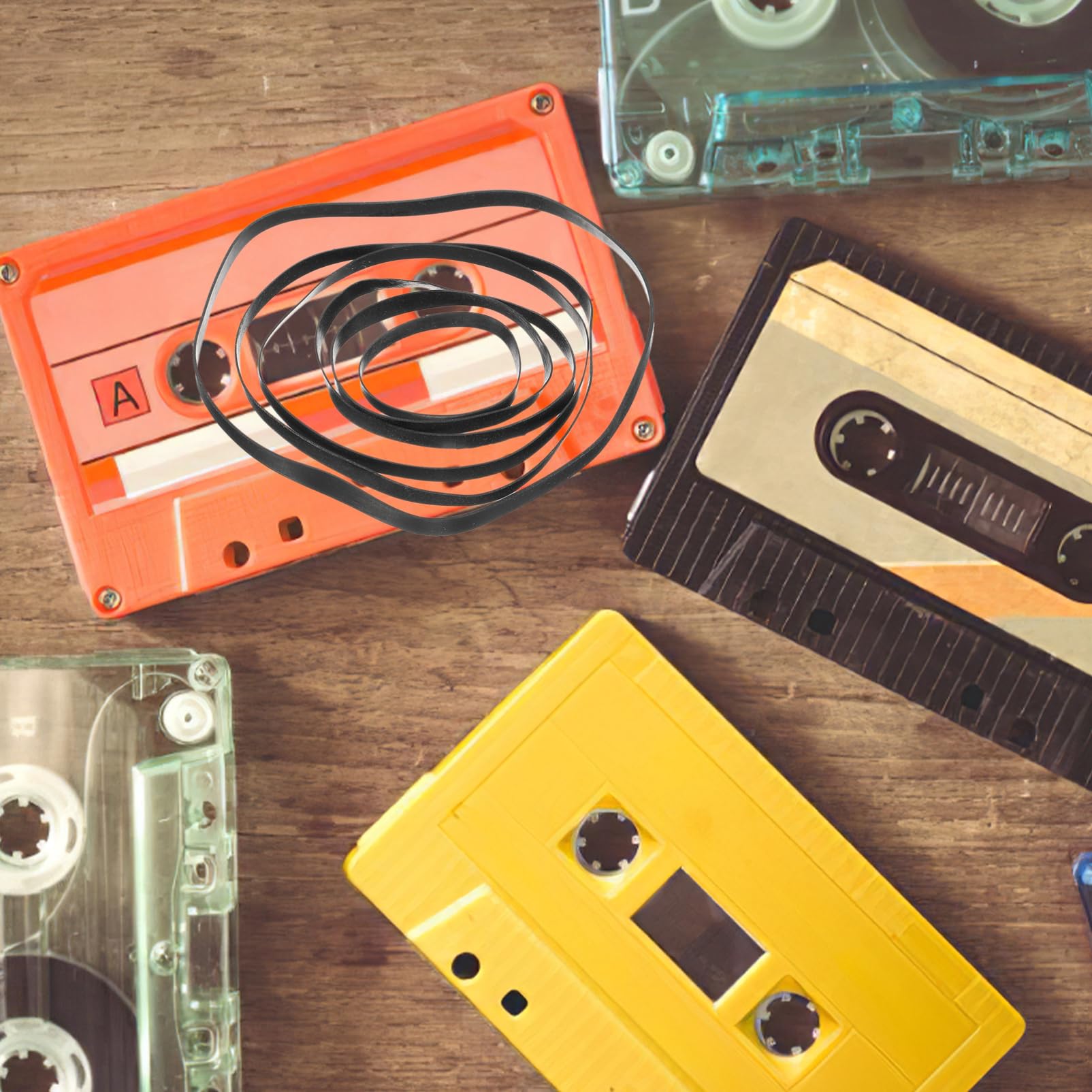 NUOBESTY 50 Pezzi Cinghie di Gomma Quadrate per Lettore di Cassette e Registratore a Nastro, Resistenti All’usura, Flessibili e Lisce, Ricambio per Lettori Cd, Dvd e Cassette per Uso