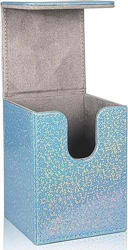 Miniatura 7 de Dmoicols Caja de cartas brillante con capacidad para más de 100 tarjetas de una sola funda, estuche de almacenamiento de tarjetas de cuero, caja MTG