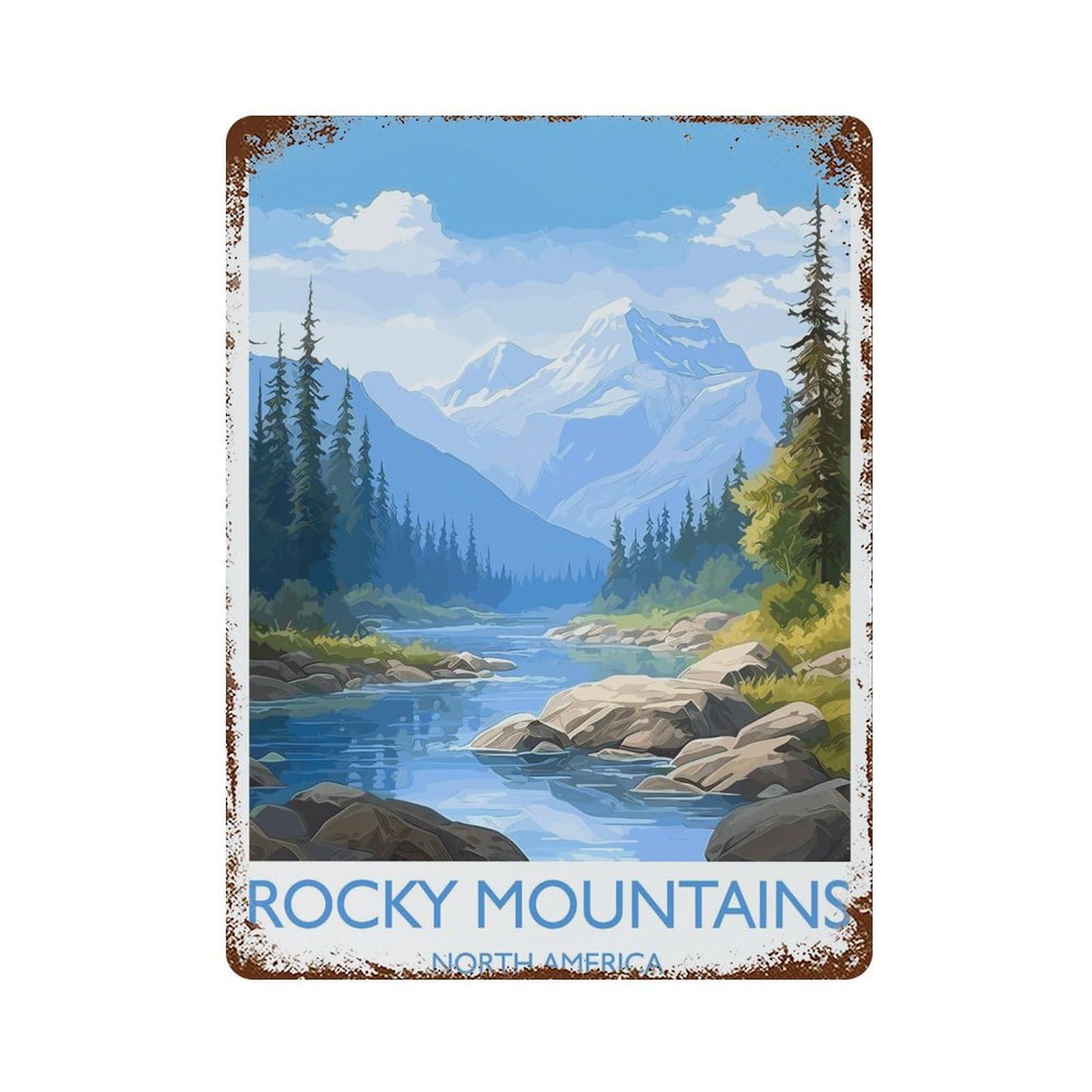 xiaoxiaoshen Rocky Mountains Travel of Rockies North America USA Canada Gift Wall Decor Art Metal Tin Poster Modern Home Decor Art Home Bar Shop Decorations Vintage Sign 40x30cm