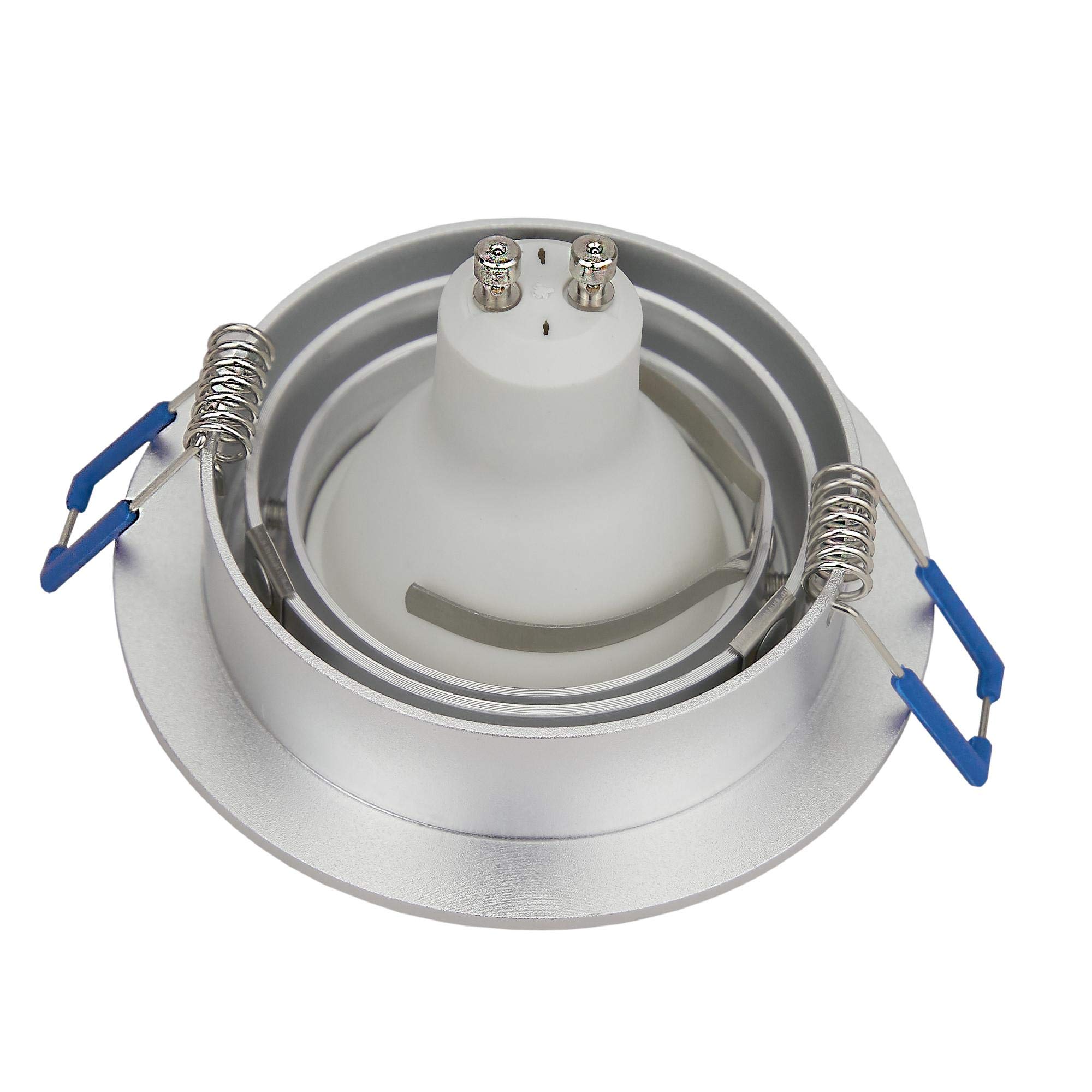 12x Einbaurahmen Set Edelstahl gebürstet rund für Einbaustrahler aus Glas - Rahmen für GU10 MR16 Leuchtmittel - 80mm Bohrloch Deckenstrahler Strahler Einbauspot Einbauleuchte