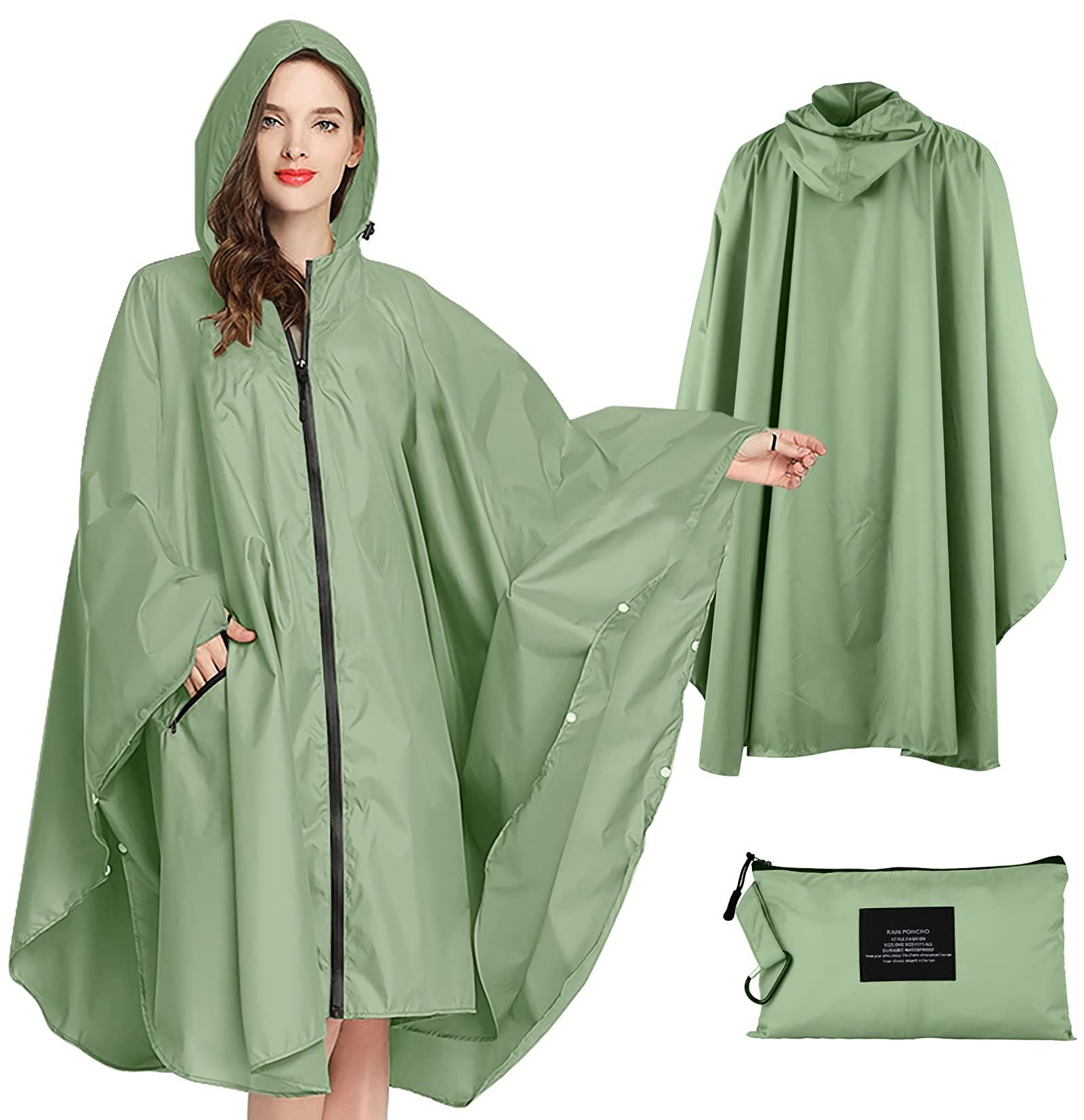 Lightweight Waterproof Rain Poncho for Women and Men, Windproof Reusable Ripstop Breathable Raincoat with Hood for Outdoor Activities quick-dry MAKINGTEC Hooded Raincoat.