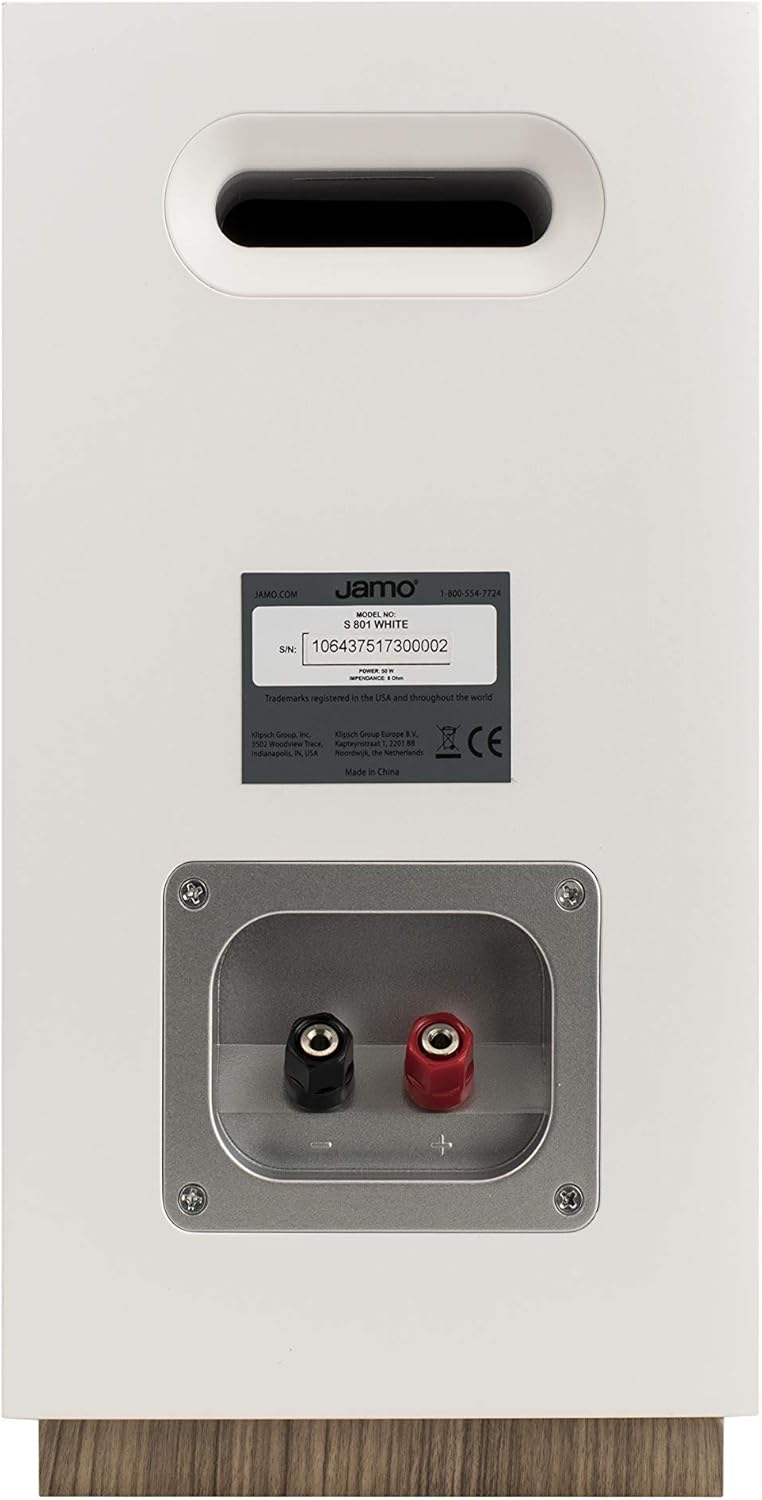 posterior view of Jamo S 803 Bookshelf Speaker terminals