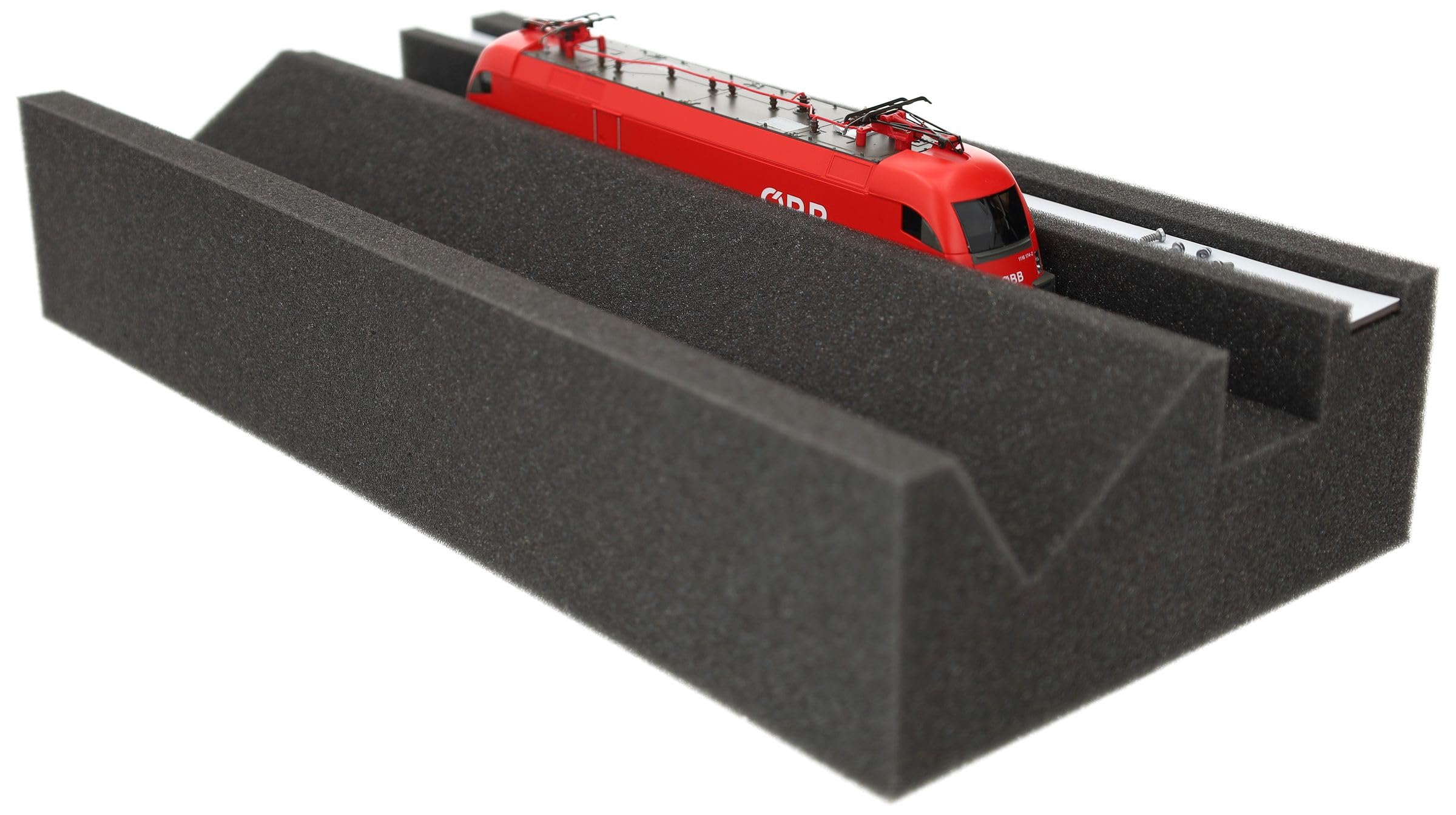 Feldherr Premium Lokliege für Modellbahnen - Magnetstreifen, Wartungsschacht, PU-Schaum, 360x175x70 mm - Ideal für Spur H0