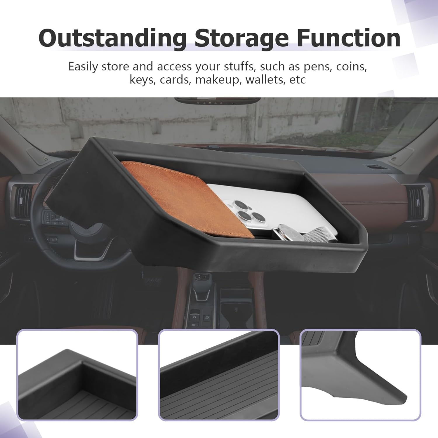 LUWU for 2022 2023 2024 2025 2026 Pathfinder Dashboard Storage Tray 2025 2026 Pathfinder SL/Platinum/Rock Creek 9-inch Behind Screen Organizer Center Console Display Box Dash Tray (Only for 9" Screen)
