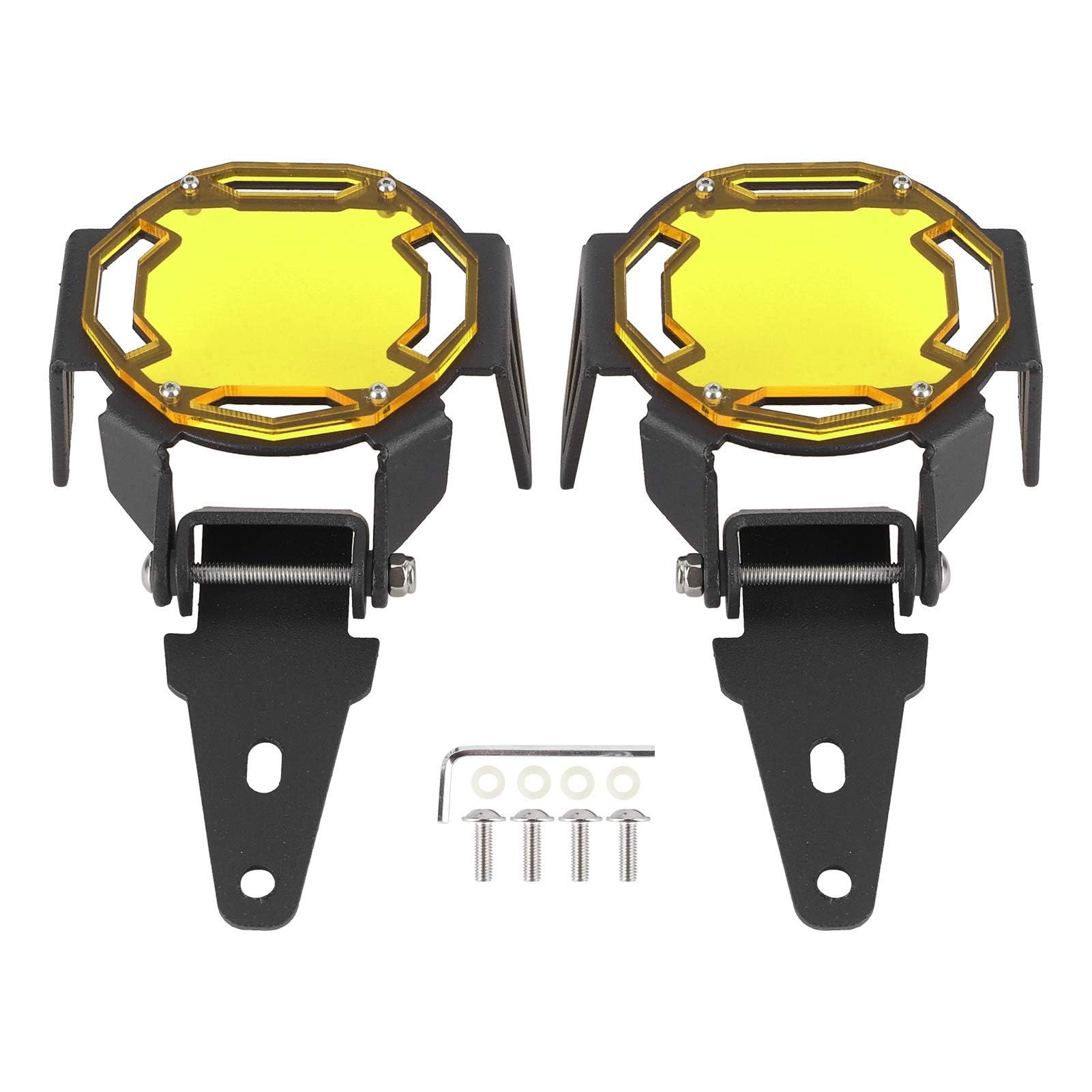 Osłona przeciwmgielna, 1K6941005S 1K6941006S Motocykl Osłona przeciwmgielna Osłona ochronna Osłona lampy LED Pasuje do R1200GS / R1250GS Adventure LC(żółty)