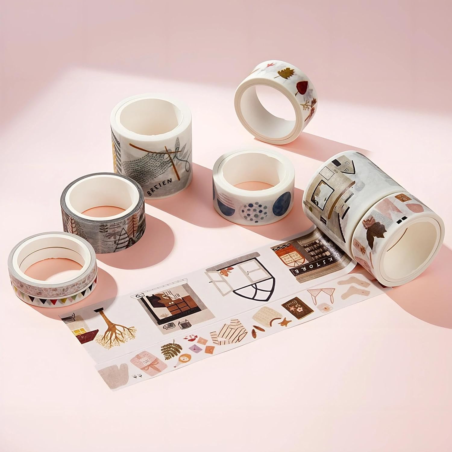 8 Rolls 9.84ft Washi Sticker Set, Pattern Stickers Decorative for Arts DIY Crafts Journal Supplies Scrapbook Card Wrapping