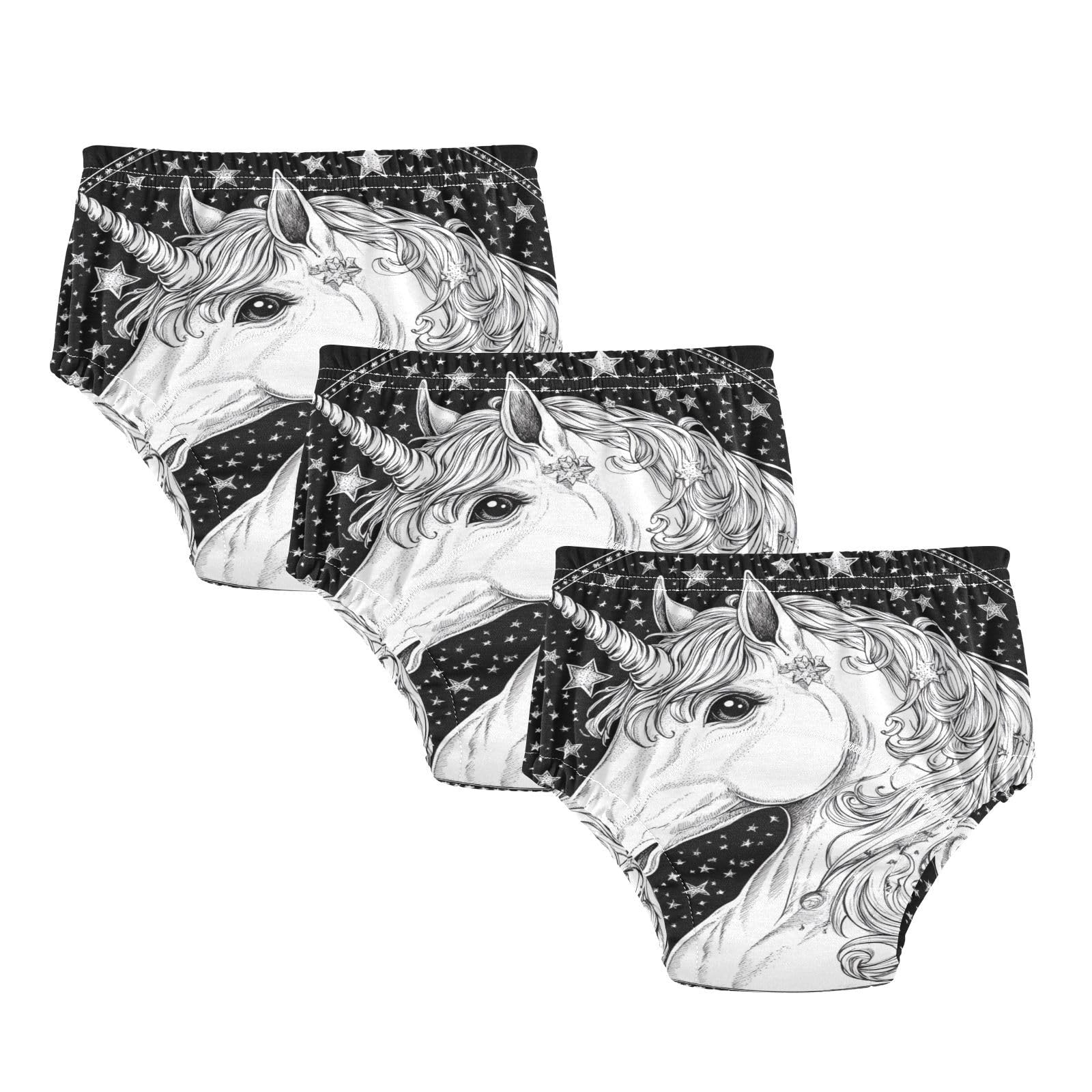 Coikll White Black Horse Toddler Training Underwear Waterproof Baby Pee Pants -3T