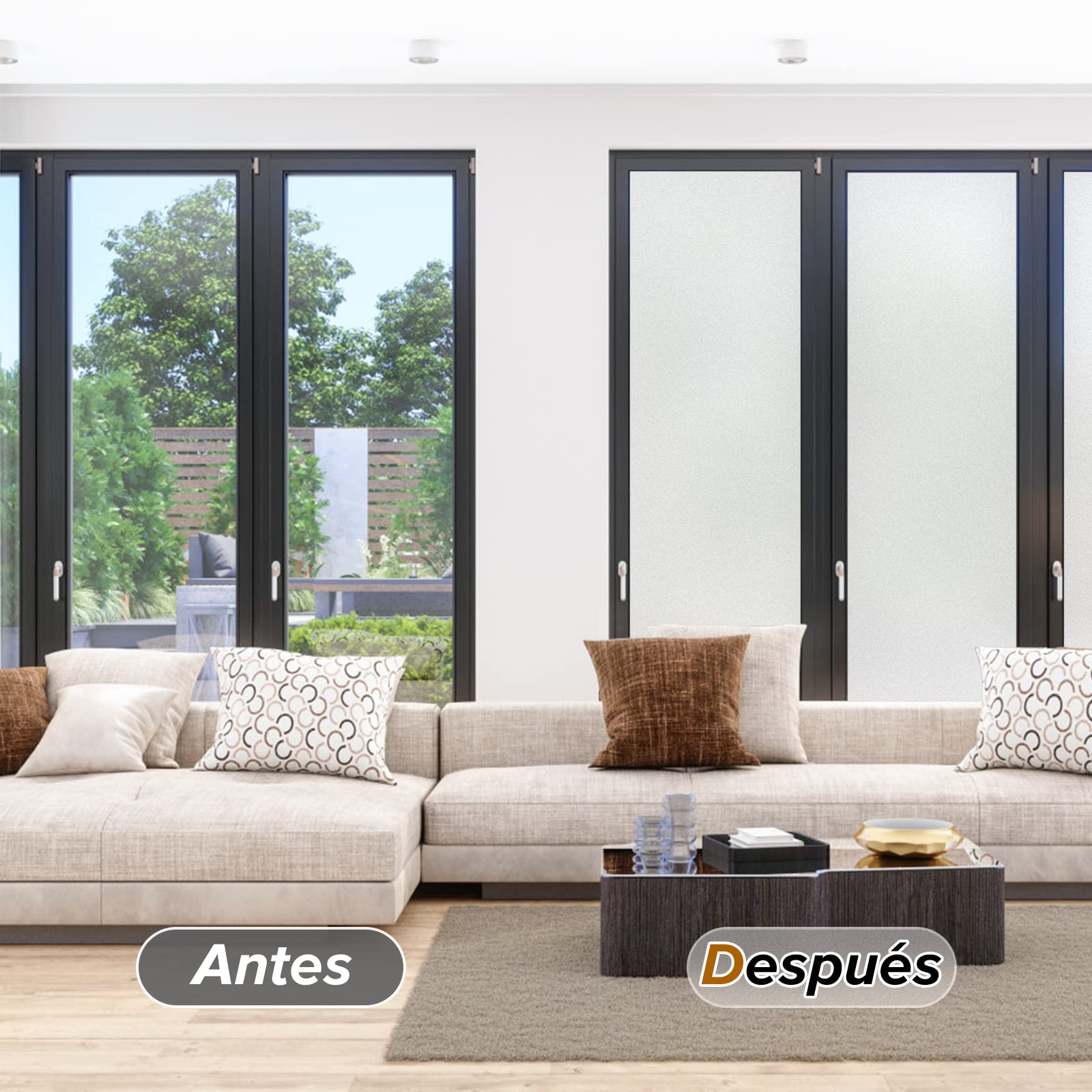 rabbitgoo Vinilos para Ventanas Privacidad, Vinilos para Cristales Opaco, 44.5x200cm, Lamina Vinilo Ventana Estático Anti UV, Vinilo Autoadhesivo Decorativo para Puertas Cristal Bano Cocina, Mate