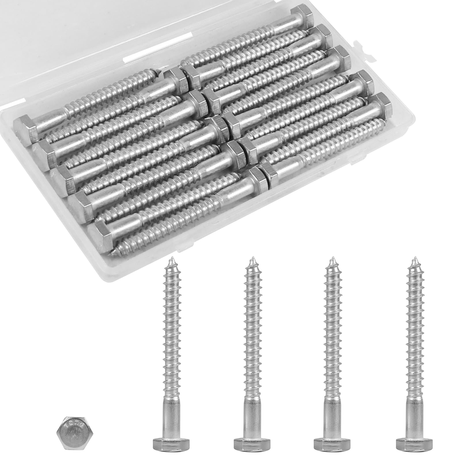 15 Stainless Steel Lag Screws - 5/16" x 3" -10 15 Stainless Steel Lag Screws - 5/16" x 3" -10