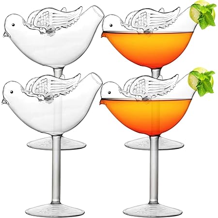 Amazon.com | Yardwe Glass Cups 4pcs Bird Cocktail Glasses Clear Glass ...