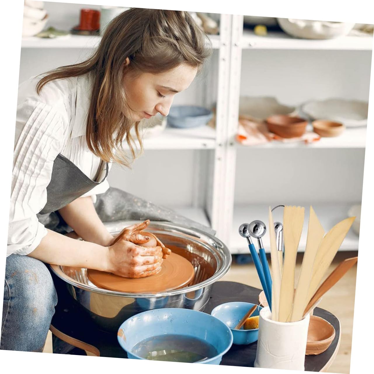 DOITOOL 2 Sätze Schnitzwerkzeug Ton Keramik Töpferwerkzeuge Töpferei Polymer Bildhauerei Skulptionsinstrumente Formen Schnitzen Von Modellierwerkzeugen Pottery Clay Lehmwerkzeuge Hölzern