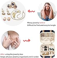 Vista 4 de KQNZT Joyeros para mujeres, niñas, caja de joyería portátil, mini joyero, hojas de tigre tropical de la selva