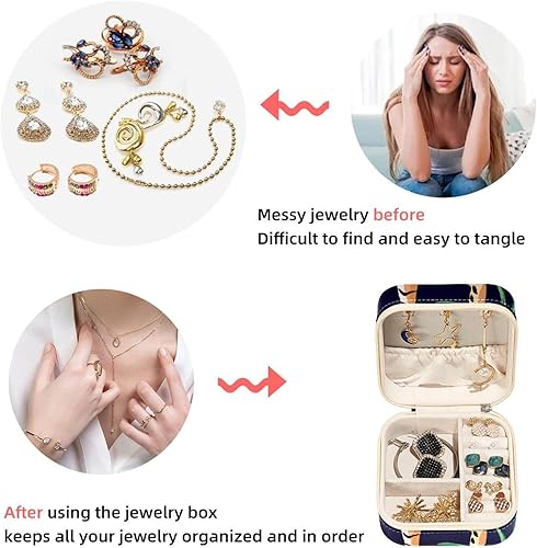 Miniatura 4 de KQNZT Joyeros para mujeres, niñas, caja de joyería portátil, mini joyero, hojas de tigre tropical de la selva