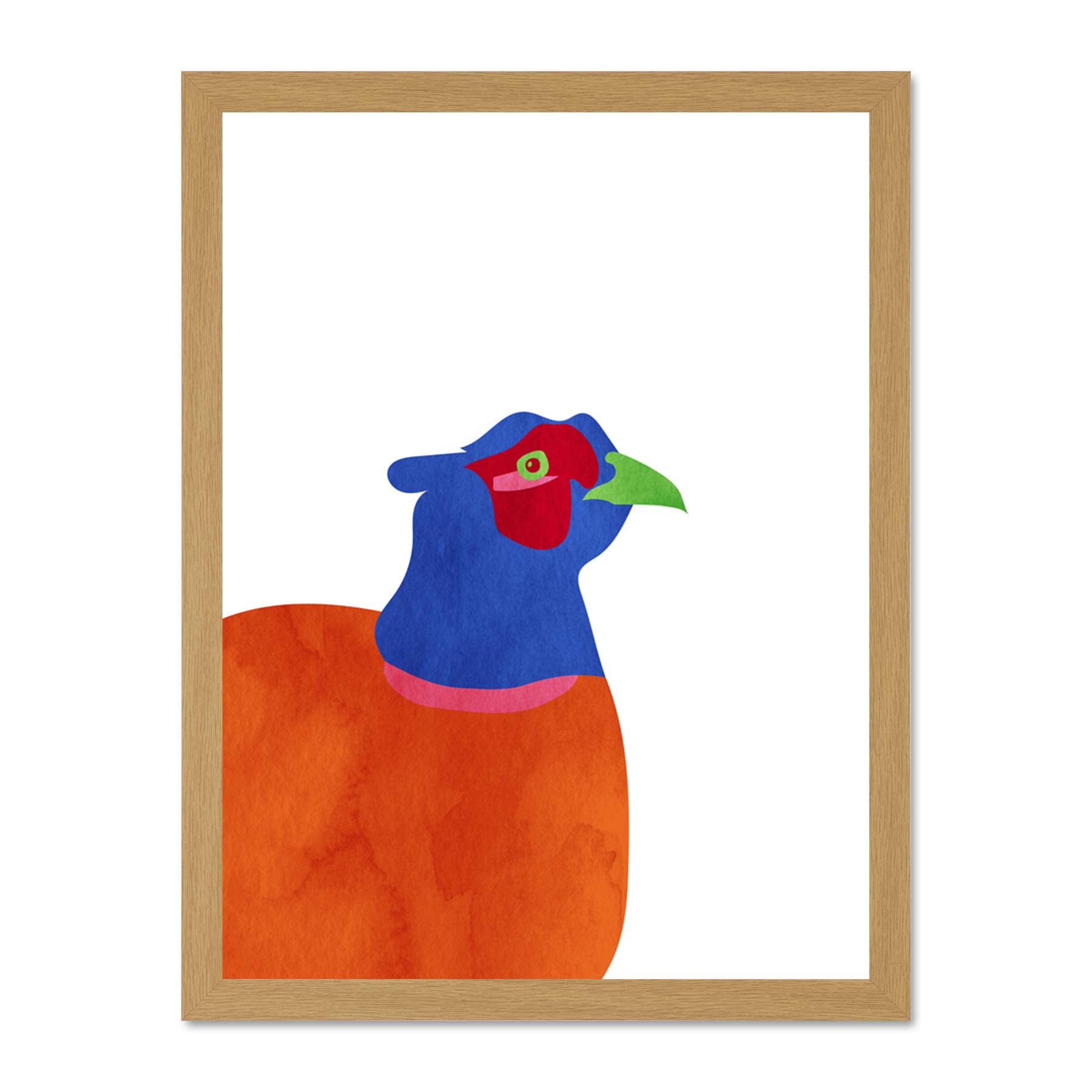 Wee Blue Coo Bright Pheasant Bird 18x24 Large Framed Art Print Poster Wall Decor 18x24 inch