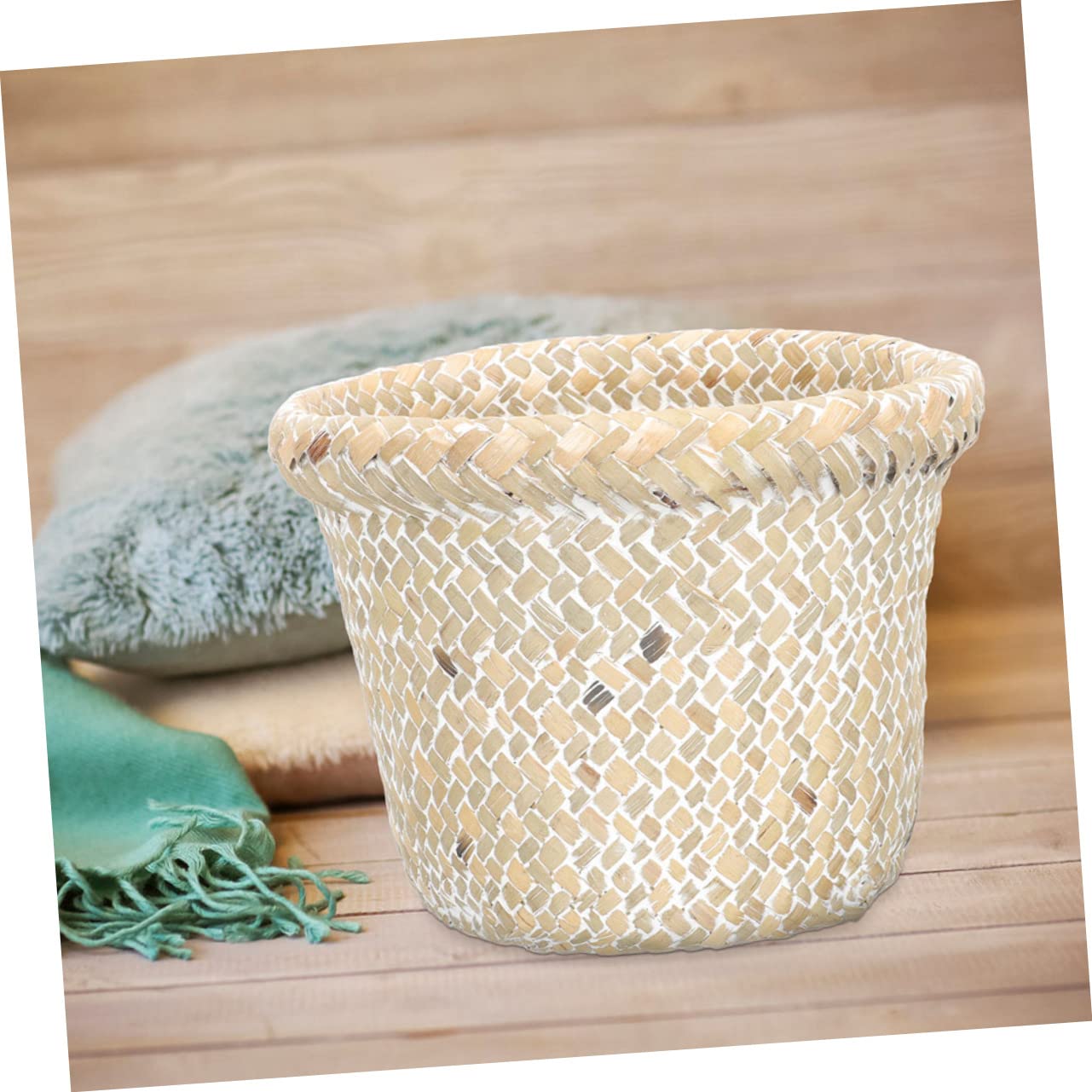 Cabilock Papelera Bote De Basura Cesta De Mimbre Escritorio Mimbre