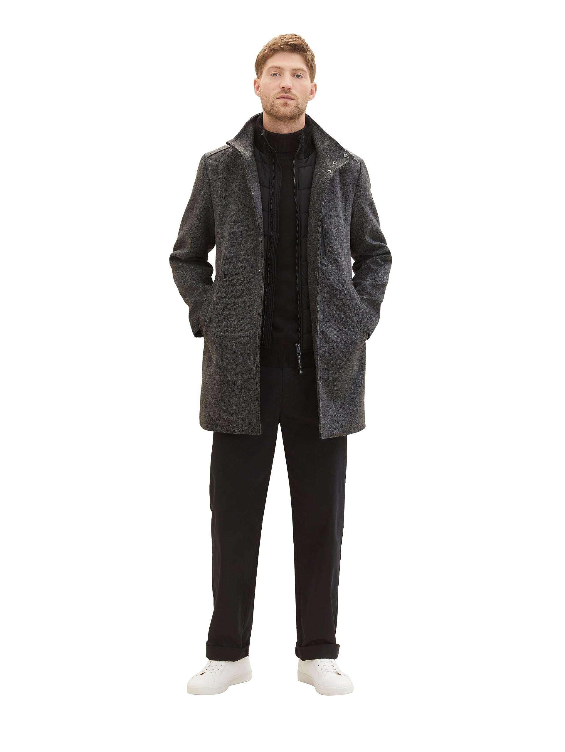 TOM TAILOR Herren 2-in-1 Wollmantel mit integrierter Innenjacke – Ansicht 2