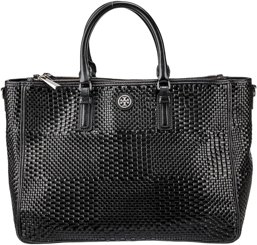 Tory Burch Robinson Black Tote Basket Weave Saffiano Italy Ubuy