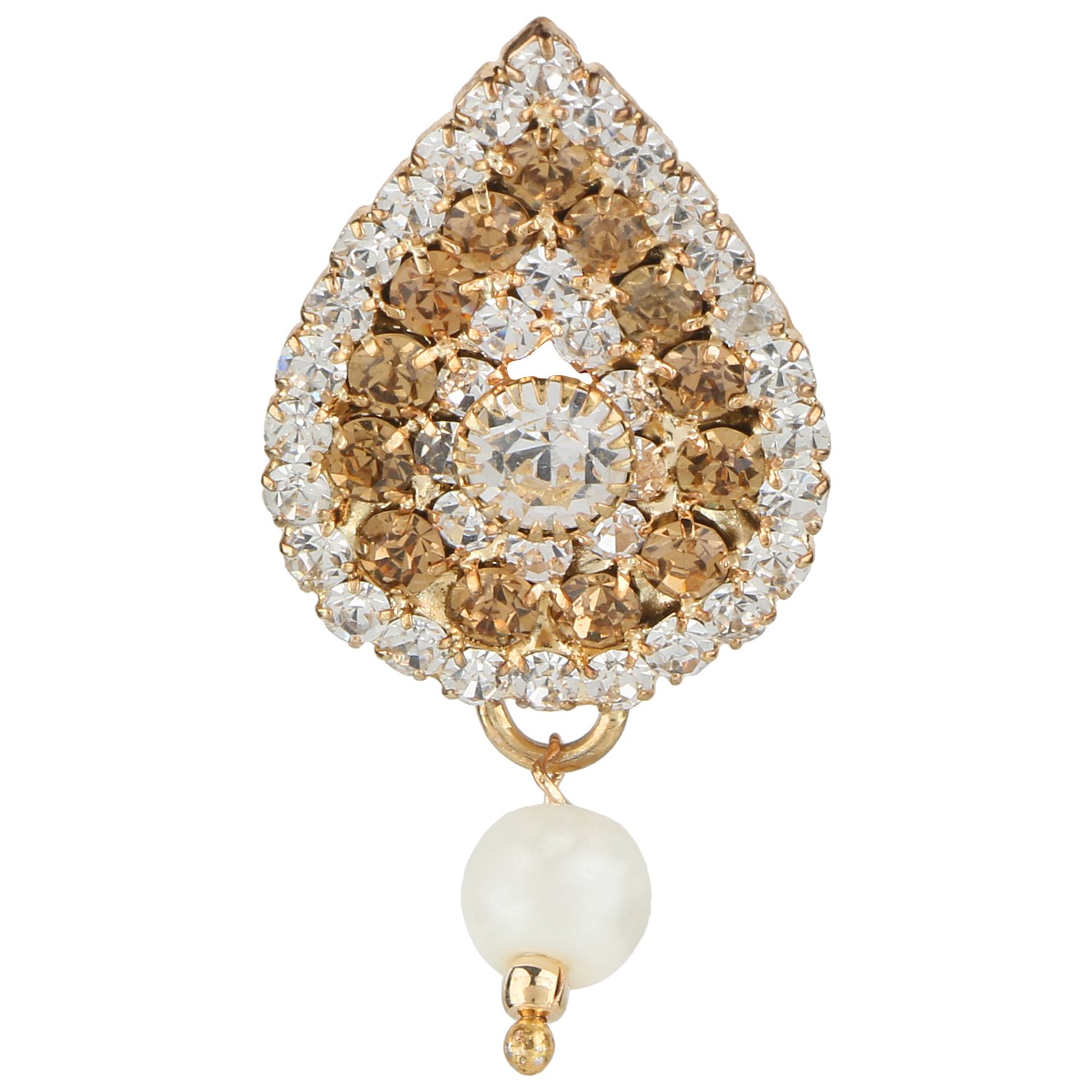 ACCESSHER Tilak Shape Gold Rhinestone Brooch With Pearl (B076HTDH8N) Amazon Price History, Amazon Price Tracker