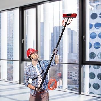 DYRABREST Water Fed Pole Kit 20 FT Length Window Glass Cleaning Pole Solar Panel Cleaning Brush Adjustable 210 Rotatable Brush Head Aluminum Alloy Outdoor Cleaning and Washing Tool
