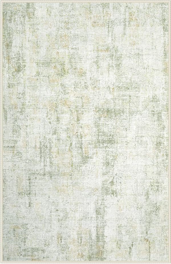 Area Rugs 9x12 Living Room: Washable Rug Modern Abstract Large Rugs Soft Non Slip Neutral Rug Stain Resistant Indoor Carpet for Bedroom Kitchen Dining Room Home Office Rugs(Green Brown,9'x12') by MXSANYOO - Used condition - Image 8