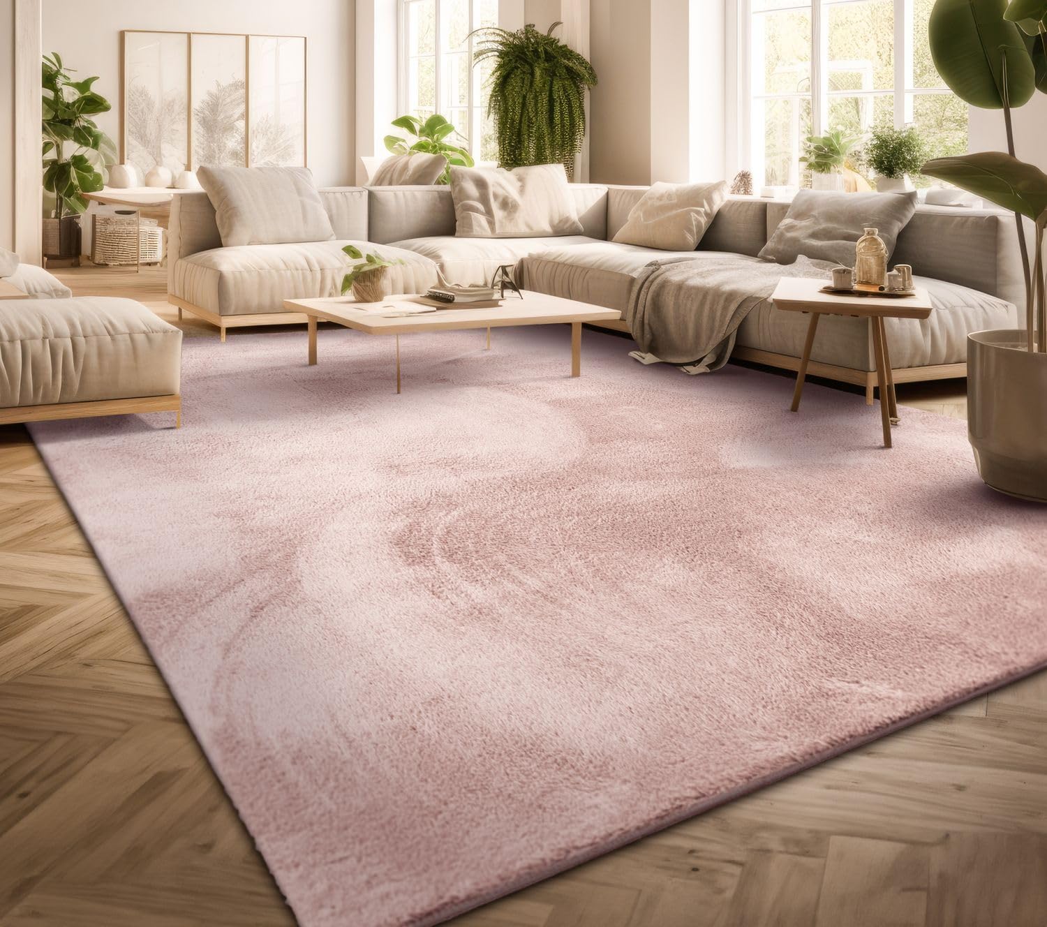 TT Home Alfombra Salón Pelo Corto Monocolor Diseño Moderno Lavable Amarillo Dorado, Color: Rose, Tamaño:60x100 cm