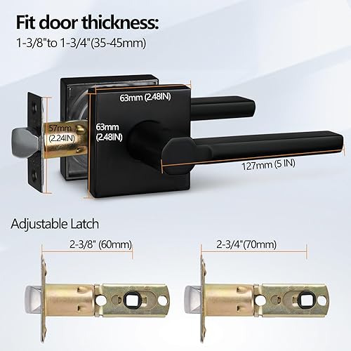 Miniatura 3 de NEWBANG HD1601-DB-PS-6P - Paquete de 6 manijas de puerta en negro mate envejecido para puerta de paso, color negro mate