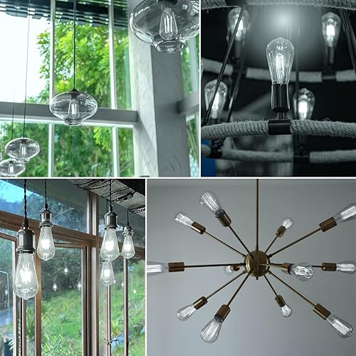 Miniatura 6 de LUXRITE Bombillas LED Edison vintage equivalentes a 75 W, ST19 ST58, 5000 K blanco brillante, 800 lúmenes, bombilla de filamento LED regulable, 8 W,