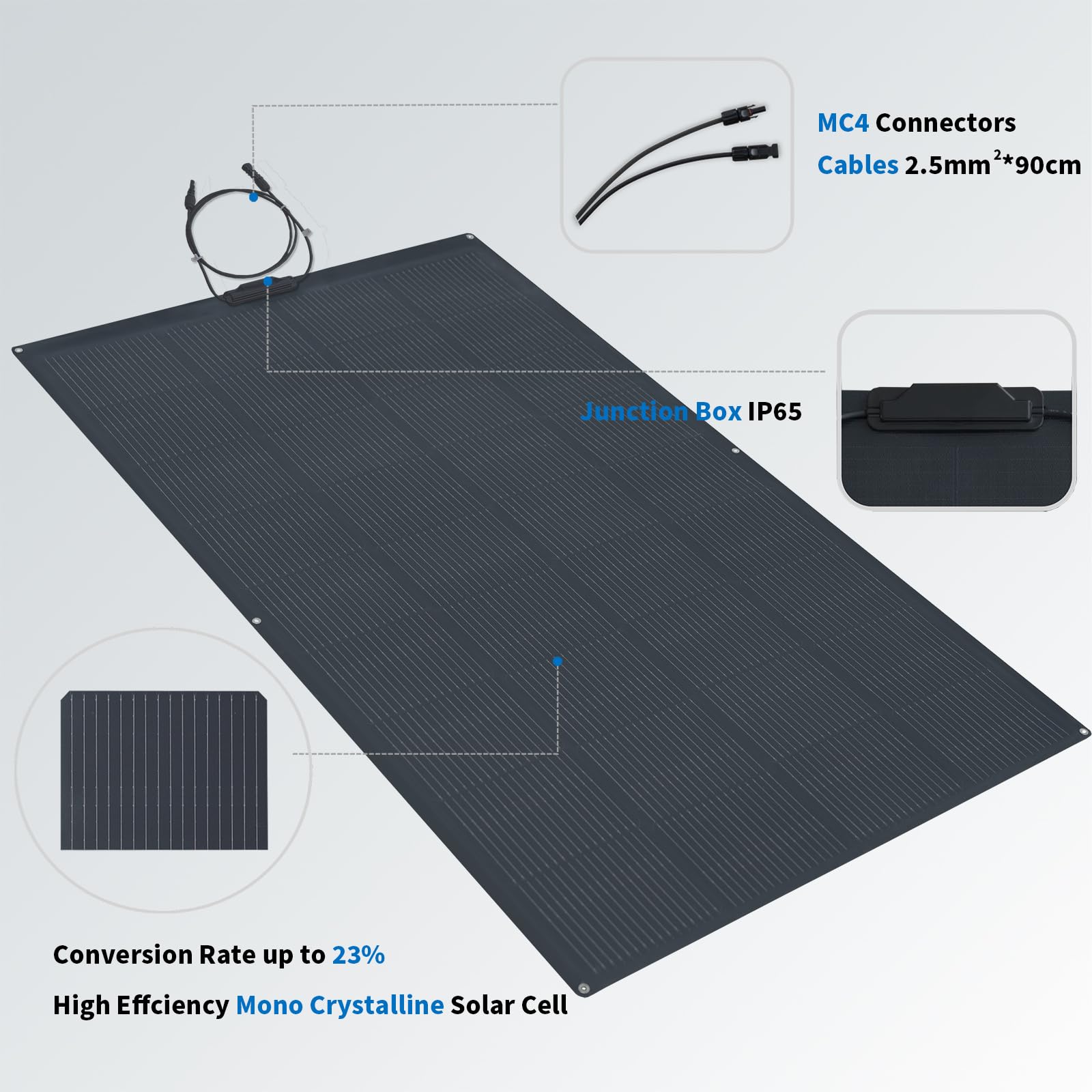 400W (2er-Pack 200 Watt) Flexibles Solarmodul Monokristallines Solarmodul Photovoltaikmodul Solarmodul für Wohnwagen, Boote, Dächer